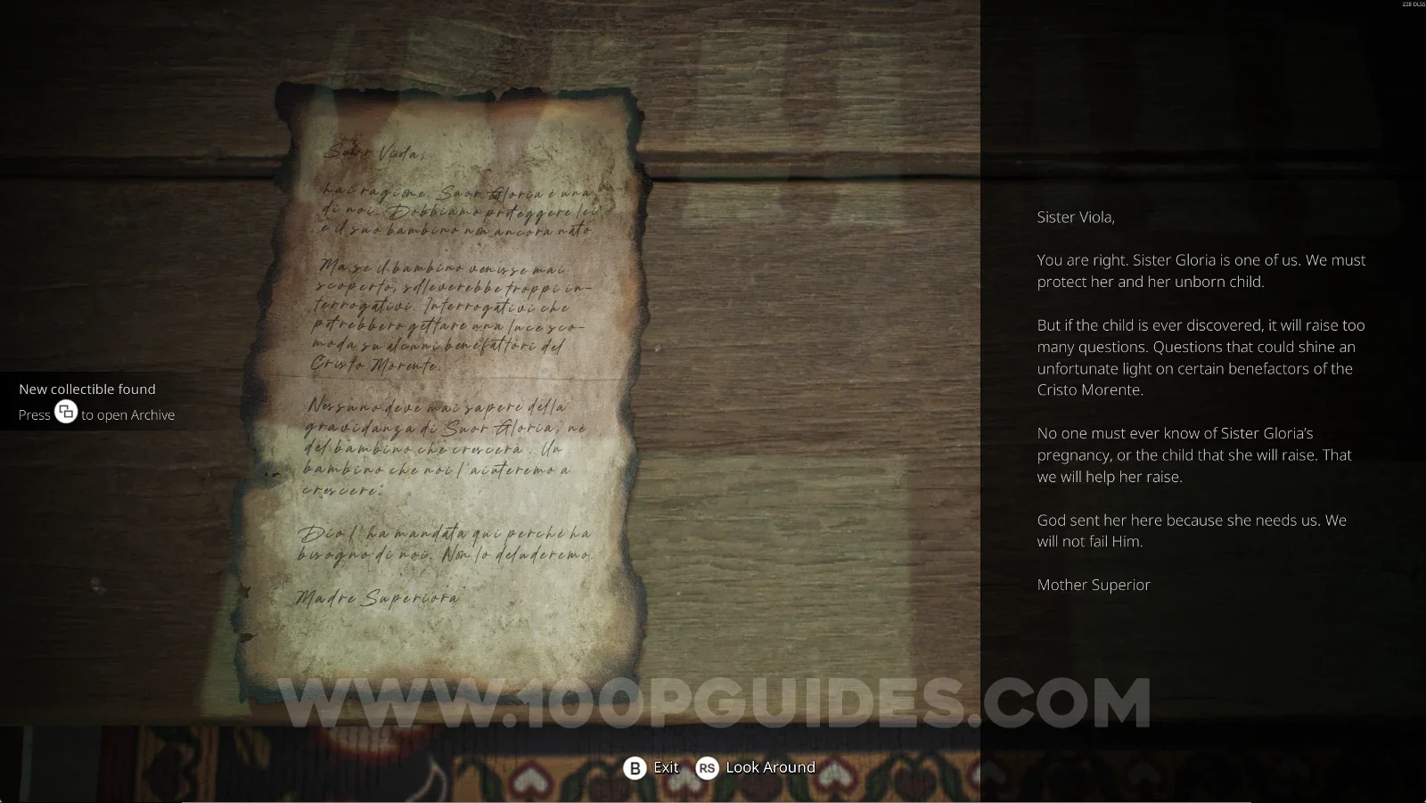 Remothered: Red Nuns Legacy Convent #10: Mother Superior's Letter collectible