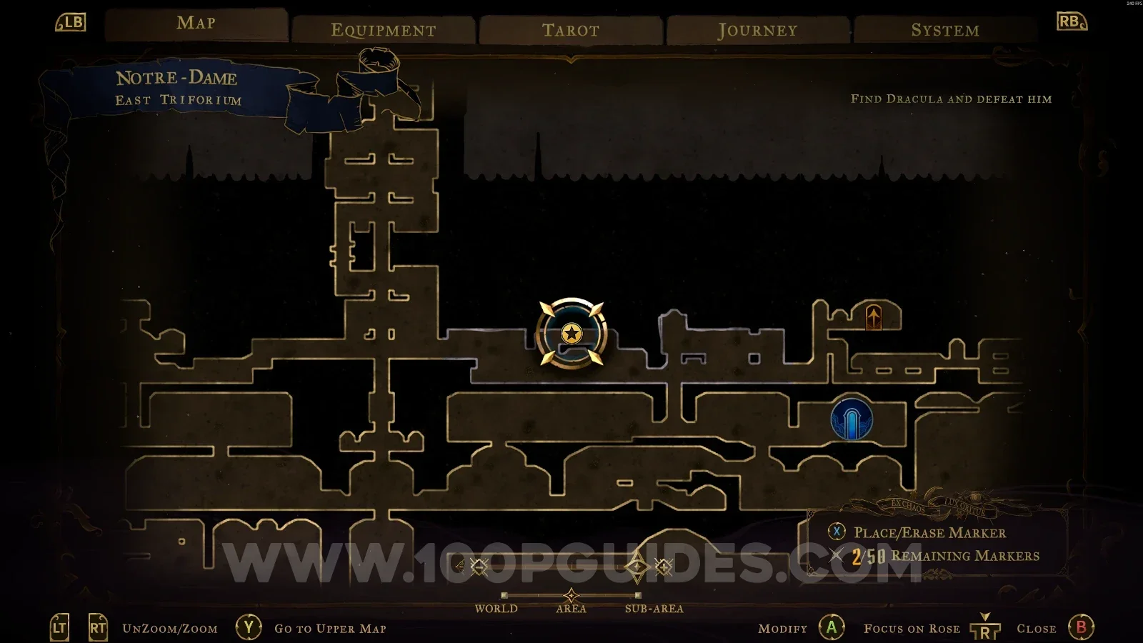 Castlevania Belmonts Curse East Triforium: map marking the area of Blue Book #13