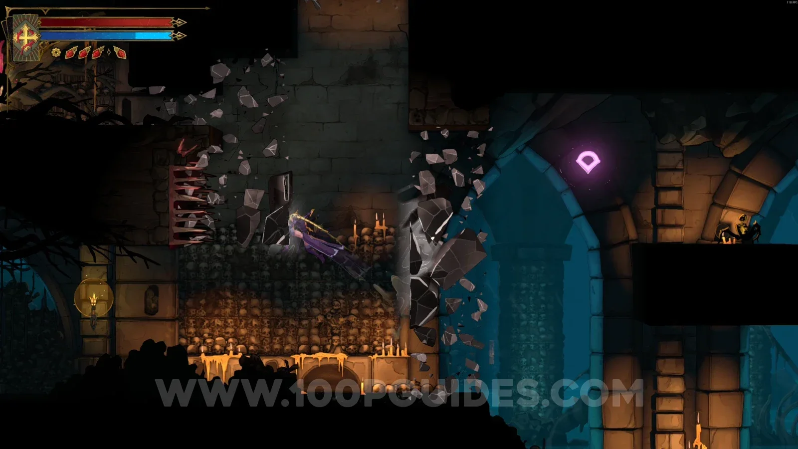 Castlevania Belmonts Curse Catacomb Entrance: going around on the right, then heading left to Brave Heart Fragment #7