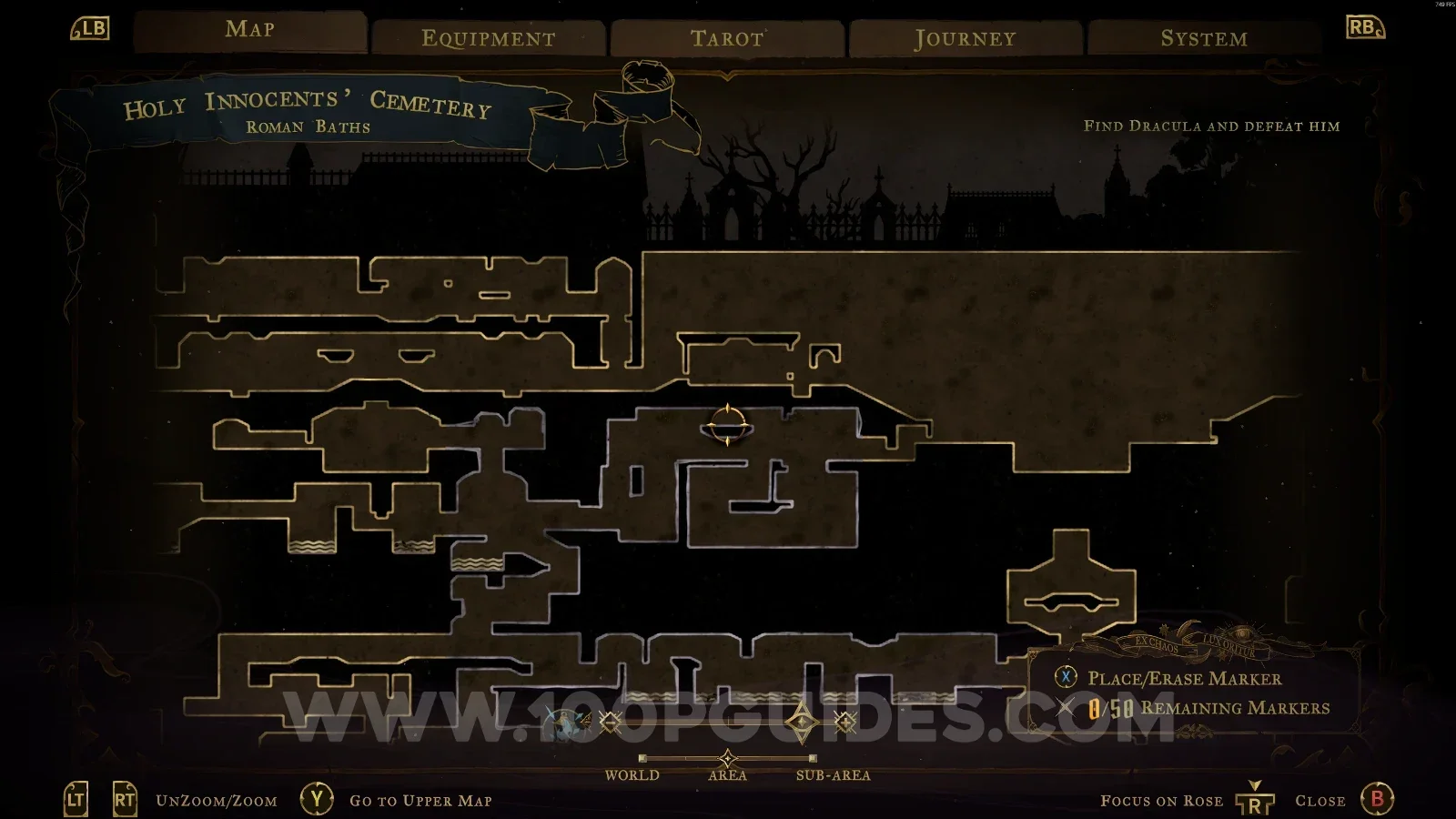 Castlevania Belmont's Curse Holy Innocents' Cemetery: Roman Bath, location of the Guardian's Gaze clue