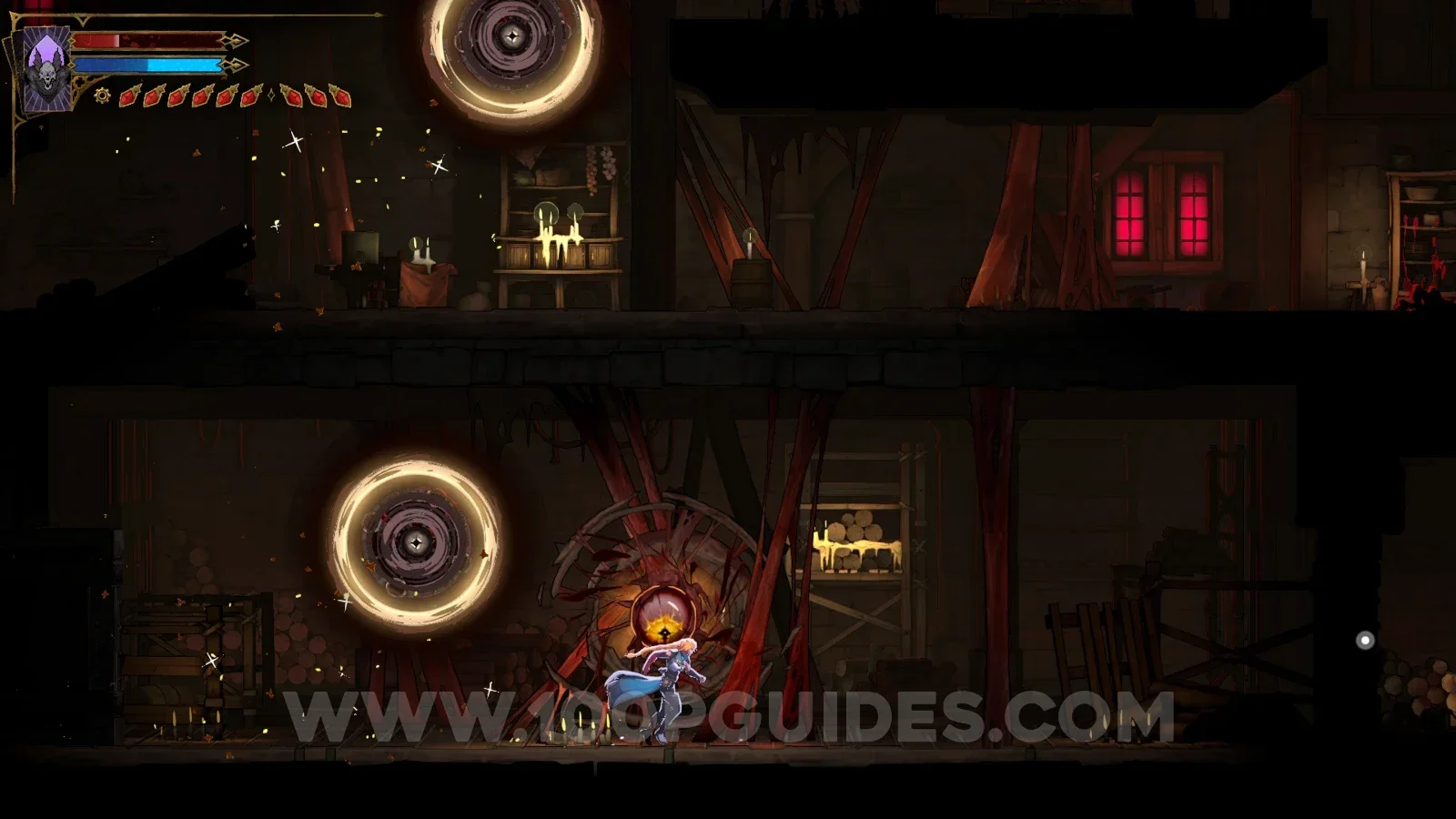 Castlevania Belmonts Curse Street Of The Tomb Masons: heading to the lower area inside the hospital
