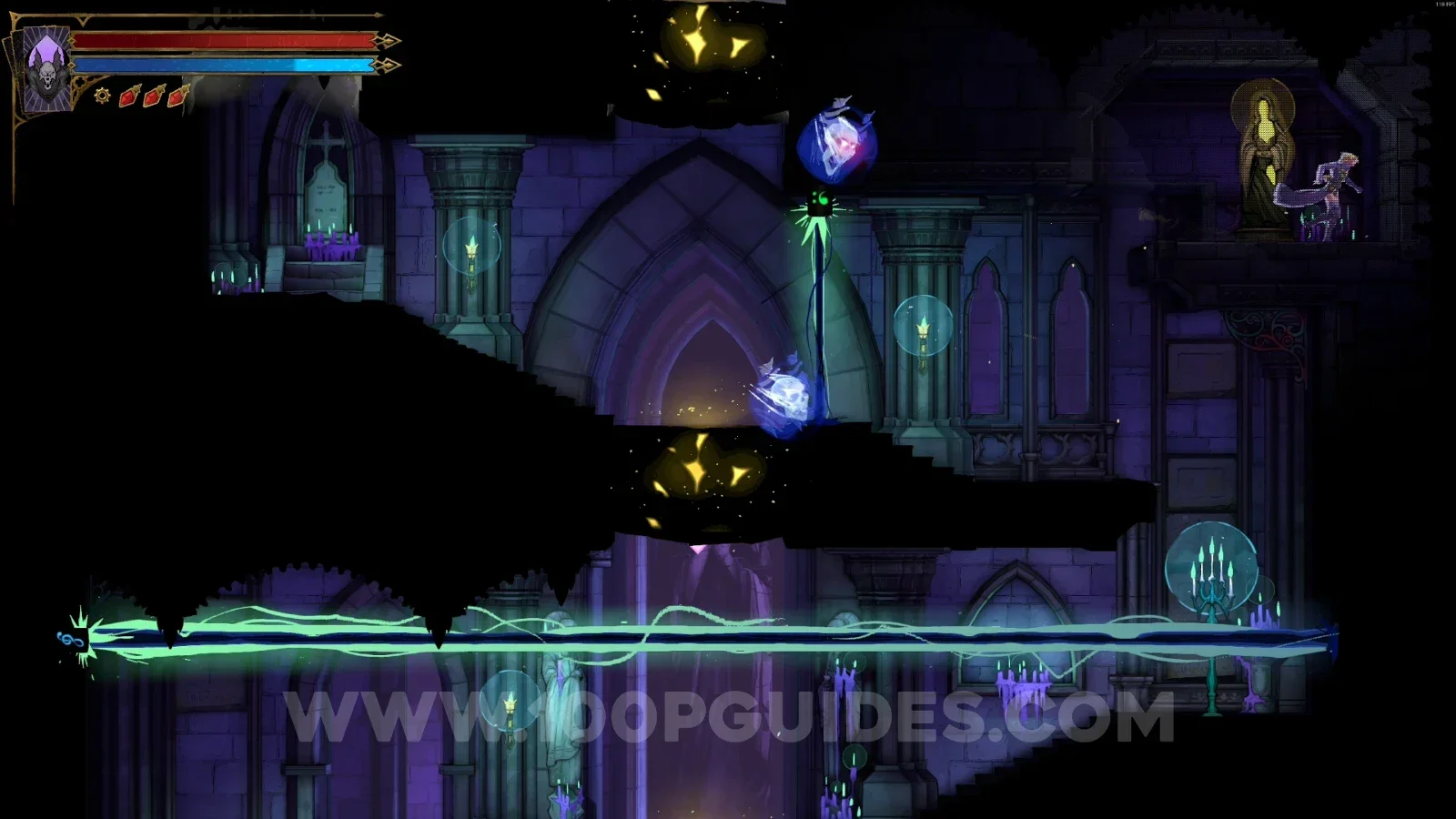 Castlevania Belmonts Curse Notre-Dame Undercroft: XP Statue #121 in the marked area