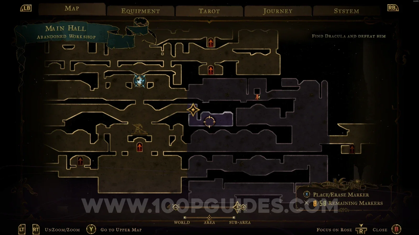 Castlevania Belmonts Curse Abandoned Workshop: map location of the statue with The Builder clue