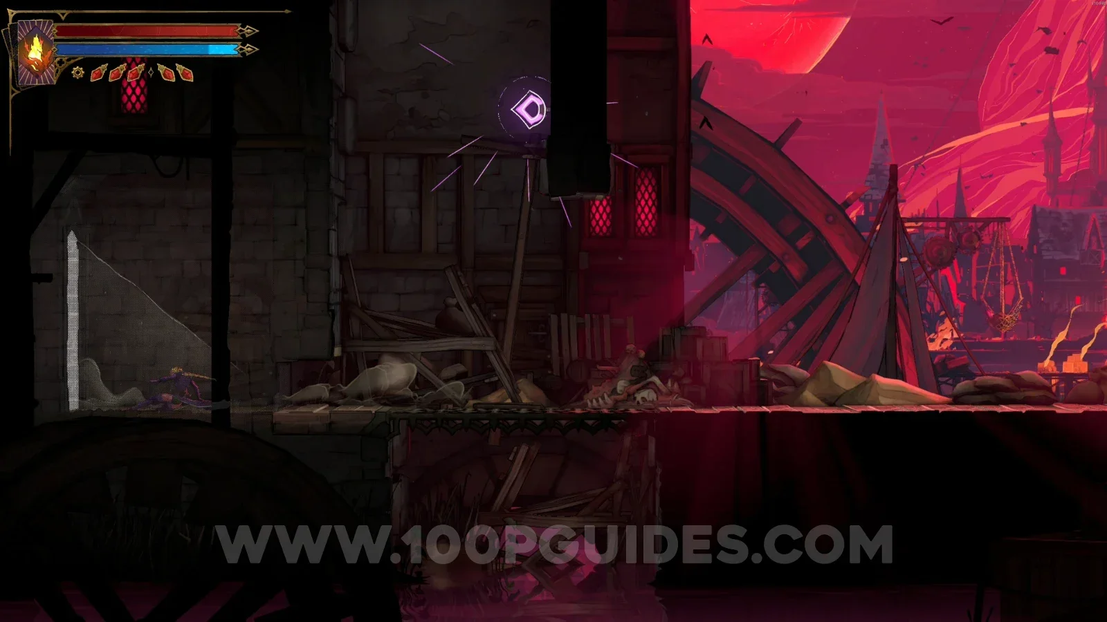Castlevania Belmonts Curse Paris Streets: sliding at the wall on the left to reveal a secret passage