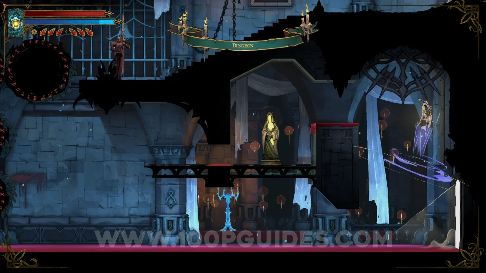 Castlevania Belmonts Curse Dungeon: XP Statue #75 in the marked area