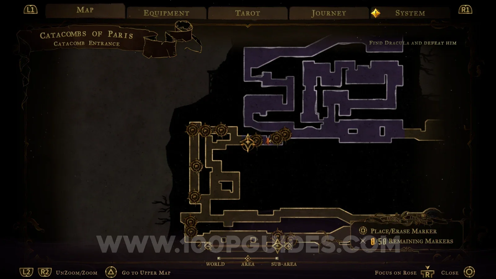 Castlevania Belmonts Curse Catacomb Entrance map marking the Specter's Whisper relic location