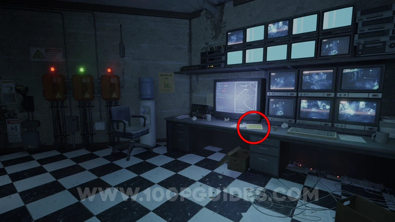 Terrible Lizards Chapter 1: Note from Security Guard inside the control room opened by pressing the switches