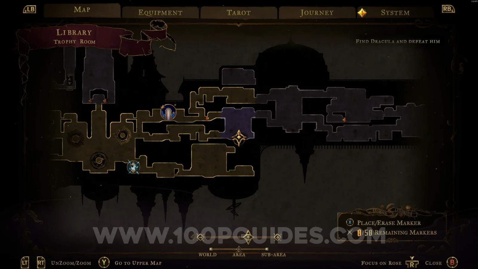 Castlevania Belmont's Curse Trophy Room: map location of XP Statue #9