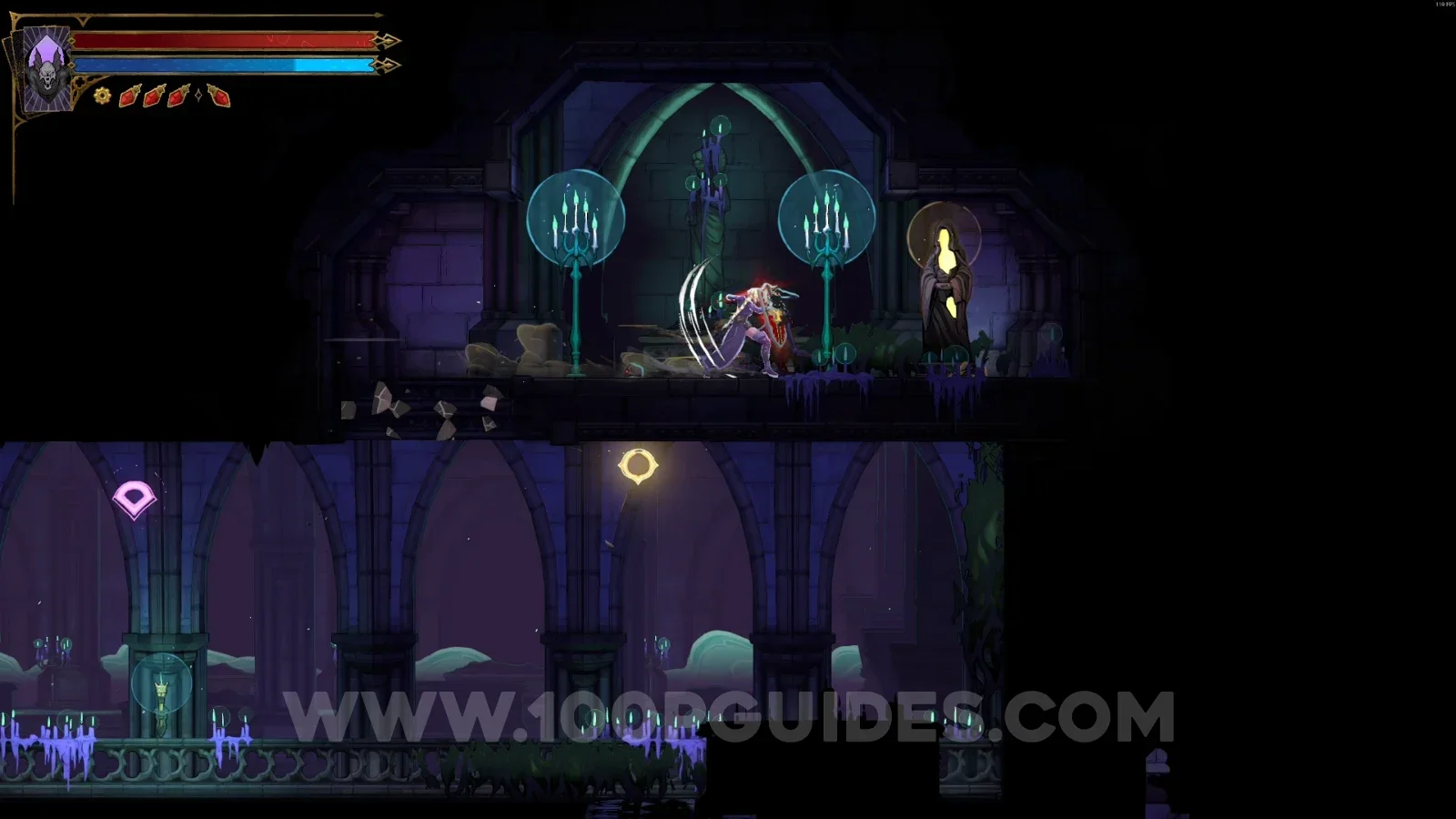 Castlevania Belmonts Curse Tomb Of The Chevaliers: heading to the top of the area for XP Statues #124 and #125