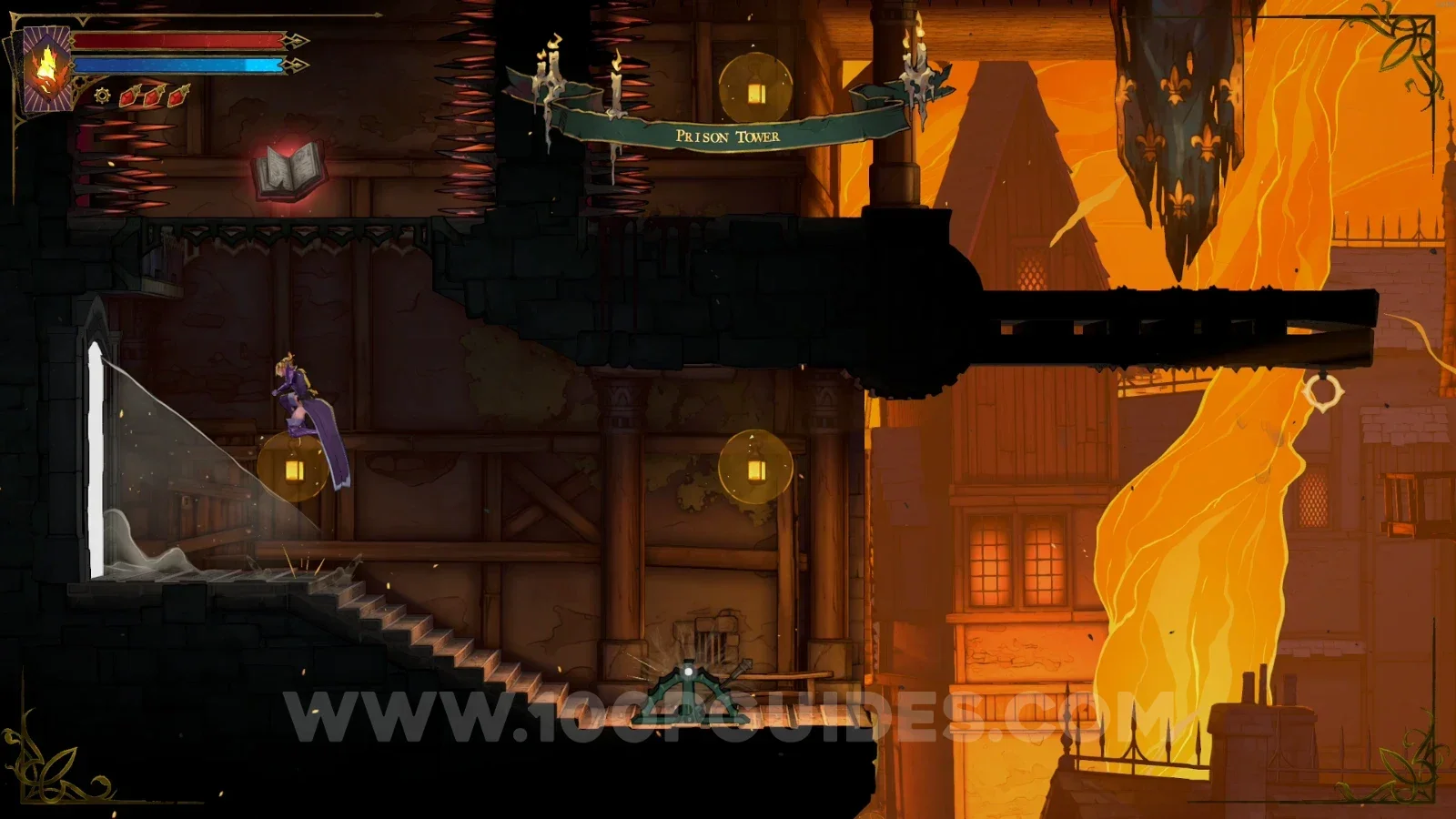 Castlevania Belmonts Curse Prison Tower: Red Book #1 buff in the marked area