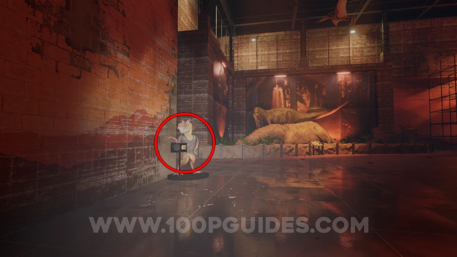 Terrible Lizards Chapter 1: Paleo Pal Alistair statue on the left in the exhibition right of the workshop