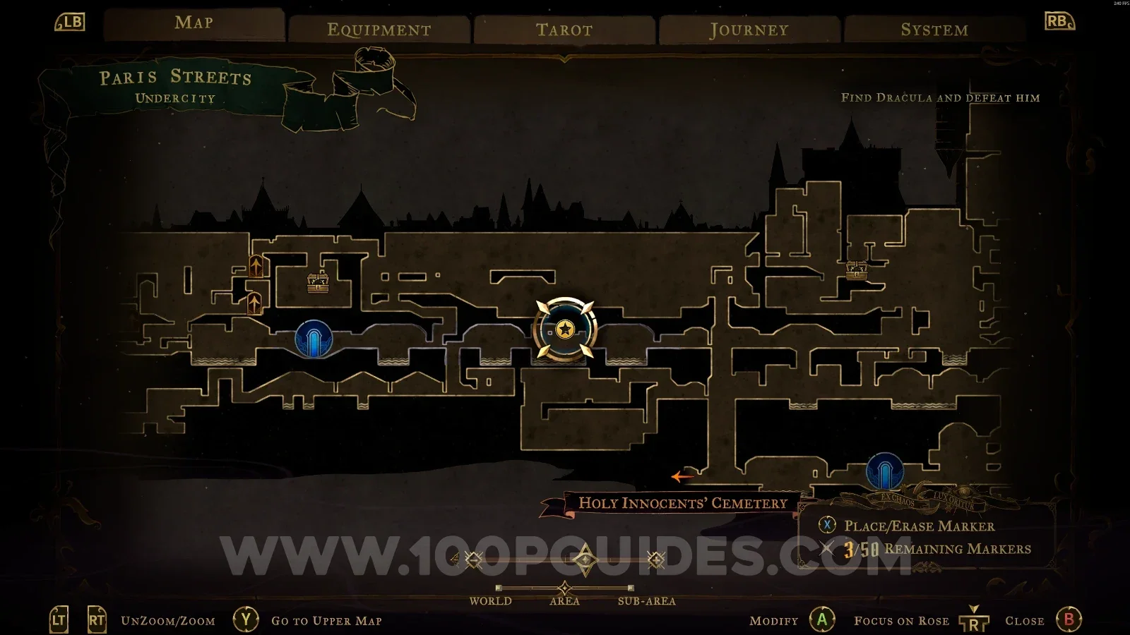 Castlevania Belmonts Curse Undercity: map with the area of Brave Heart Fragment #1 marked