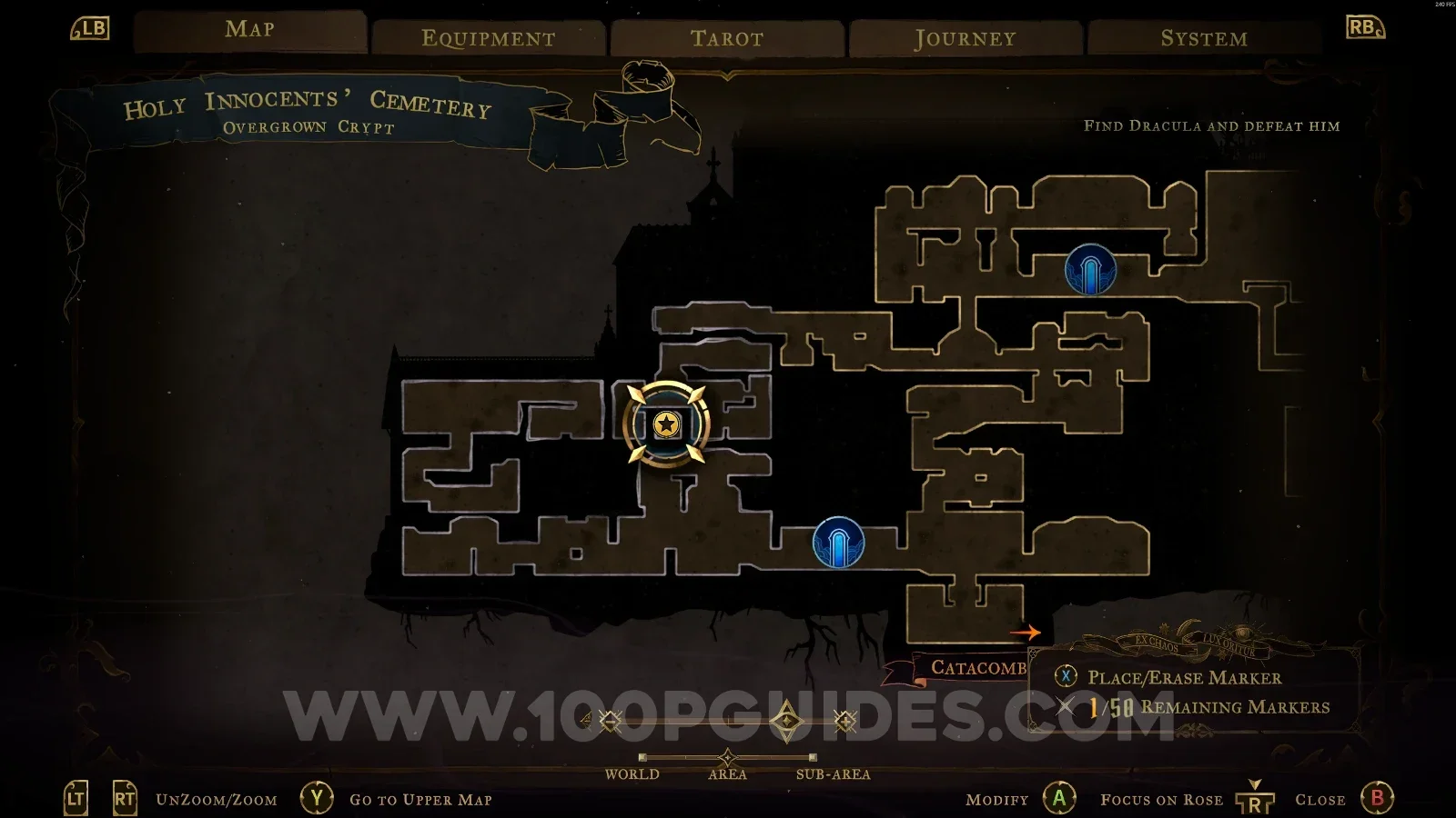 Castlevania Belmonts Curse Overgrown Crypt: map marking the area of Red Book #5