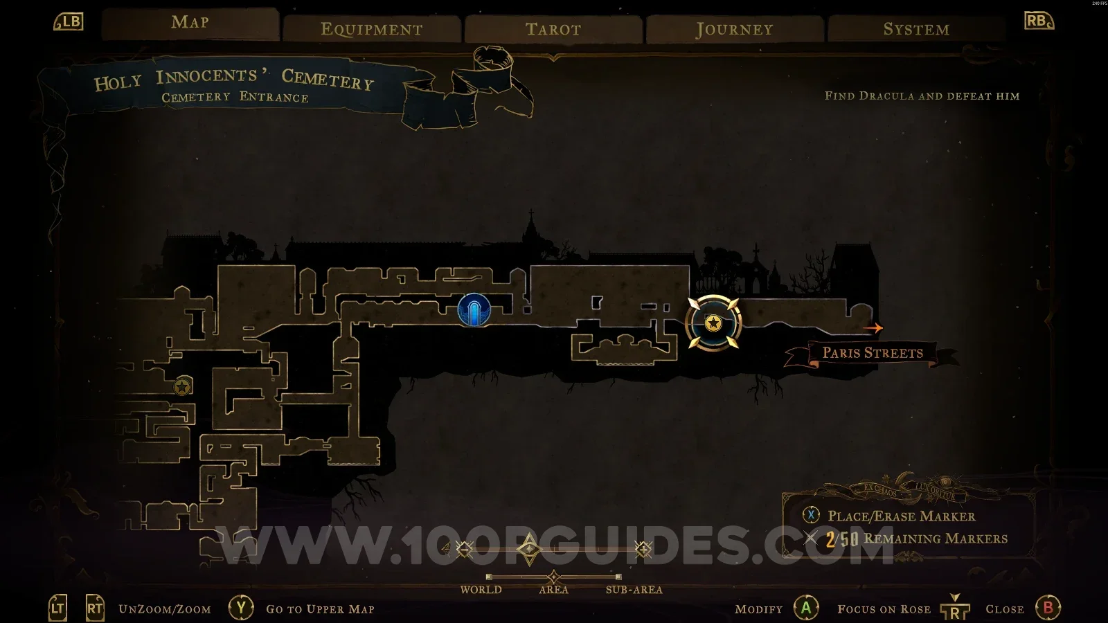 Castlevania Belmonts Curse Cemetery Entrance map with the area of XP Statue #29 marked