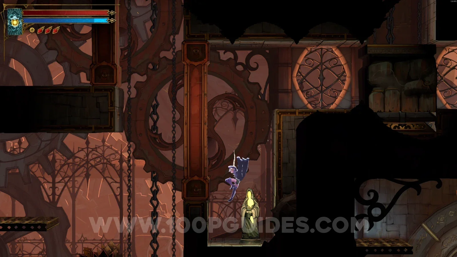 Castlevania Belmonts Curse Eastern Access Shaft map with the area of XP Statue #98 marked
