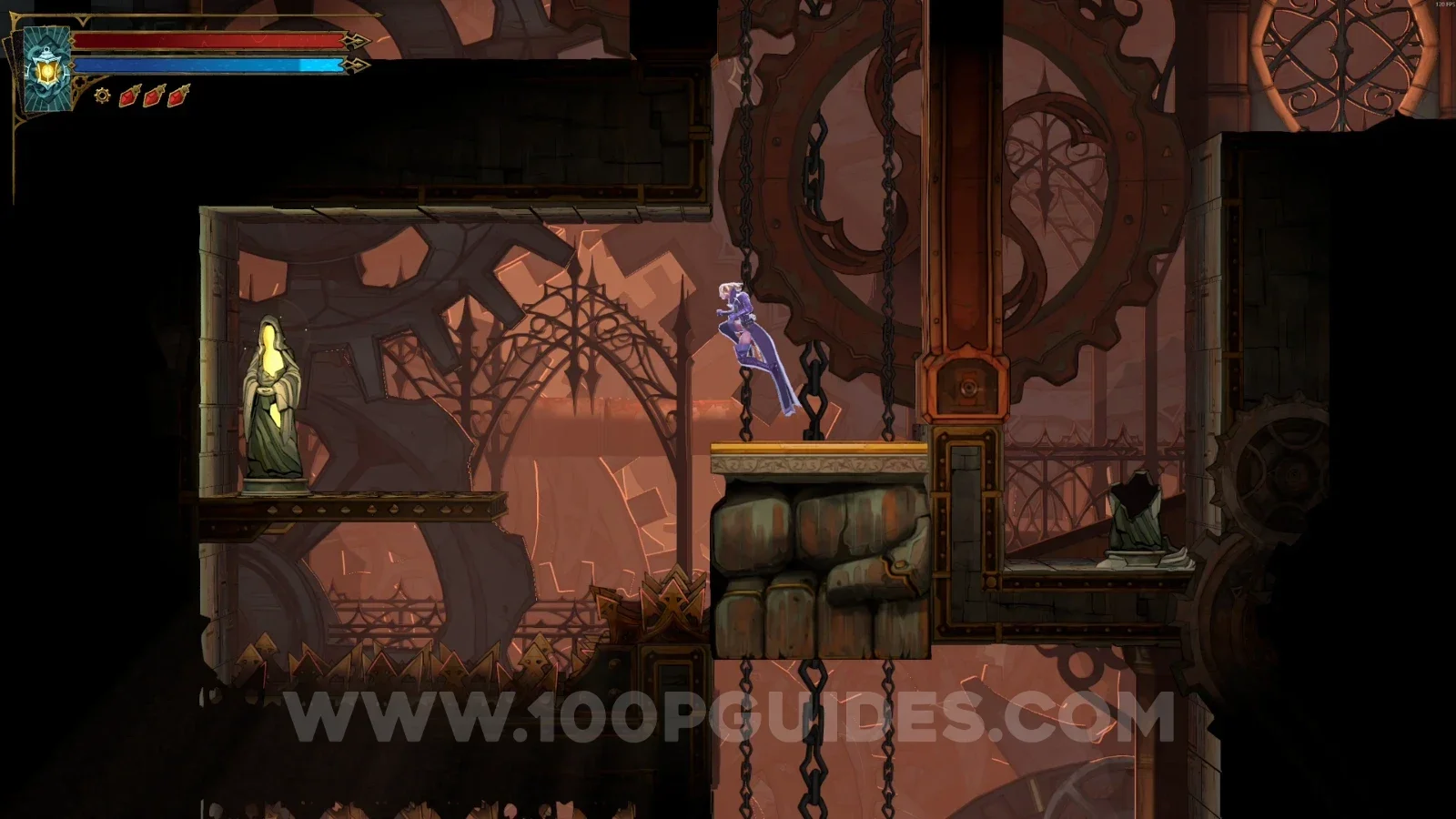 Castlevania Belmont's Curse Eastern Access Shaft: XP Statue #5 to the left halfway up the block's path