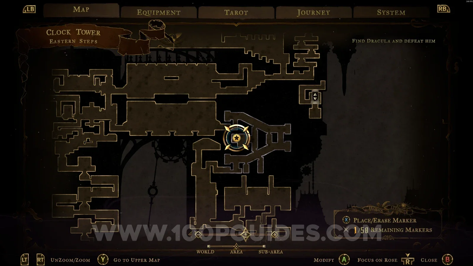 Castlevania Belmonts Curse Eastern Steps: map marking the area of Brave Heart Fragment #20