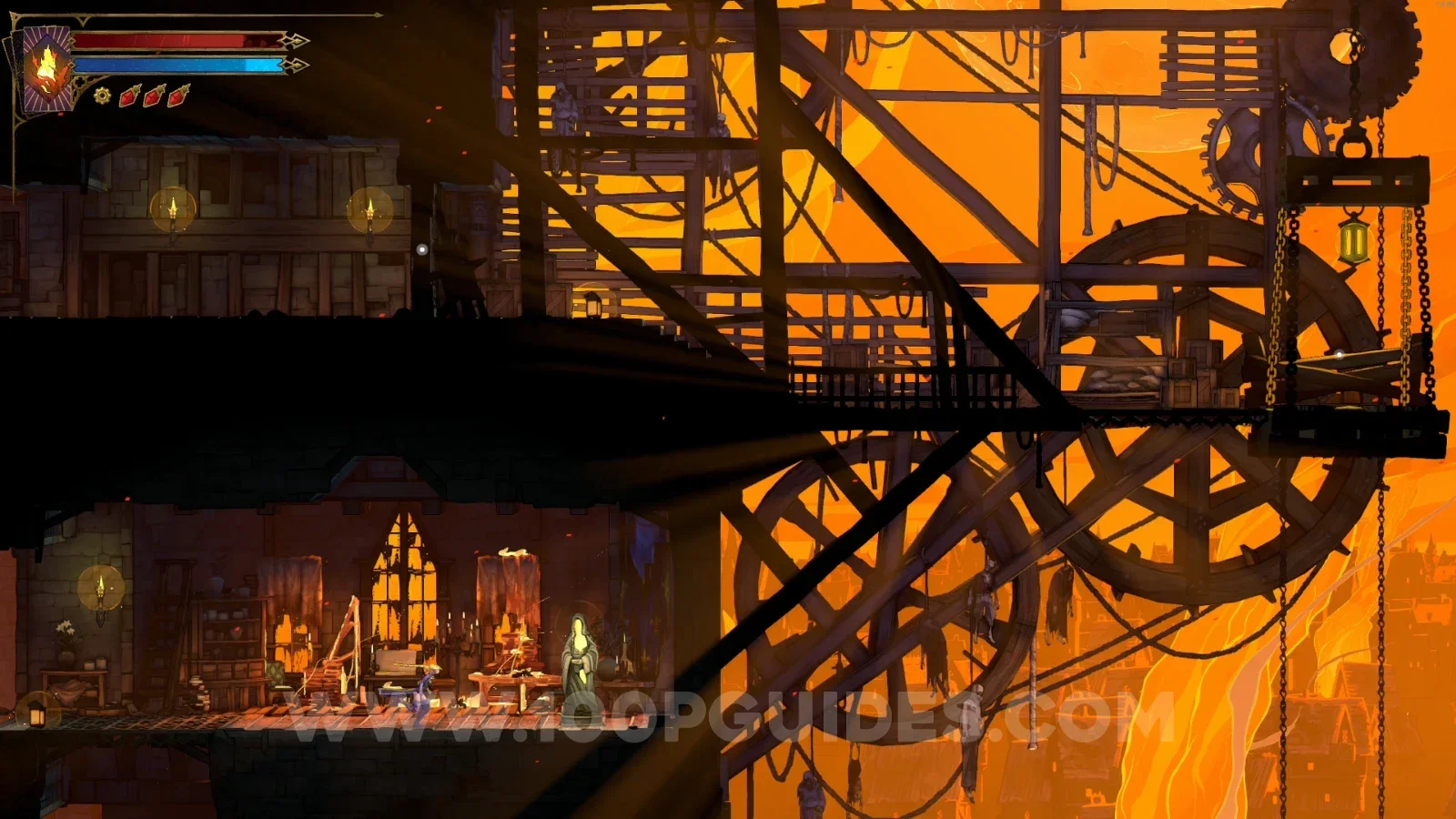 Castlevania Belmonts Curse Upper Tower: XP Statue #18 in the marked area