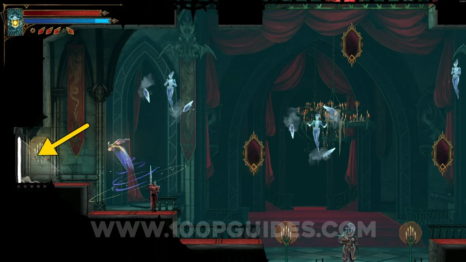 Castlevania Belmonts Curse Boudoirs: the lower door on the left side leading toward XP Statue #3