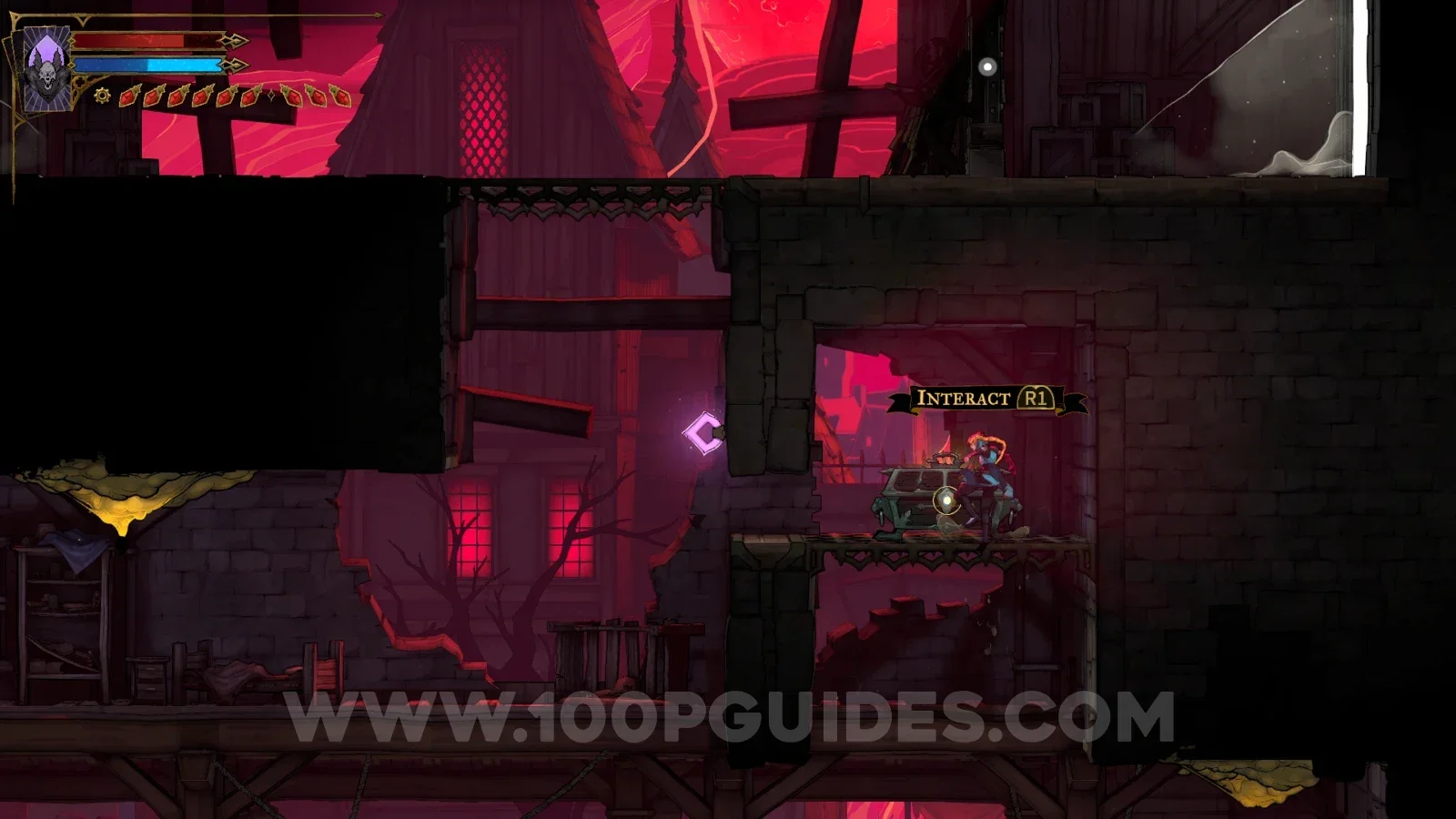 Castlevania Belmonts Curse Ruined Market: the marked spot holding the Dark Sigil relic