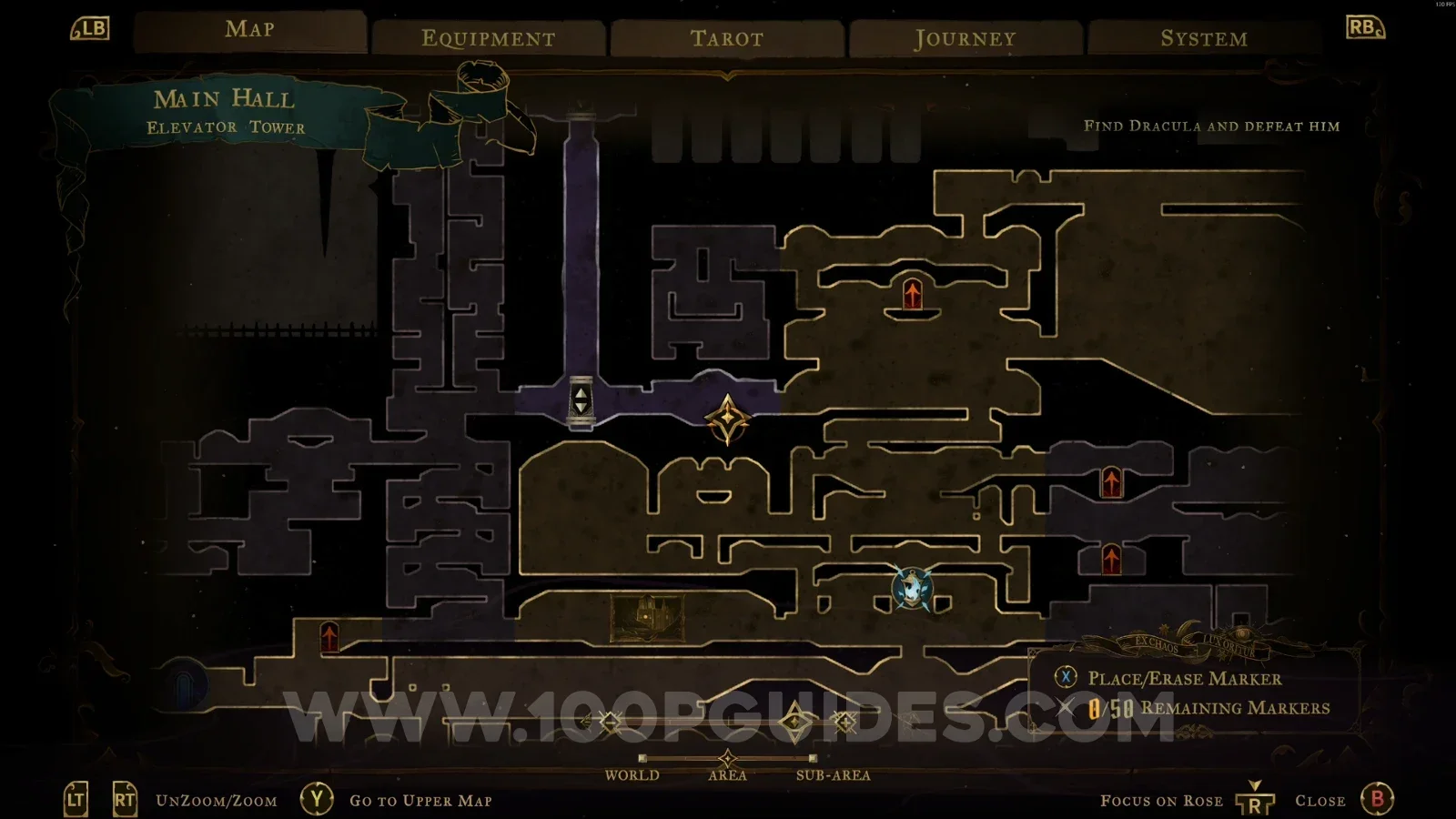 Castlevania Belmonts Curse Elevator Tower: map location of Mirror Of Life #7