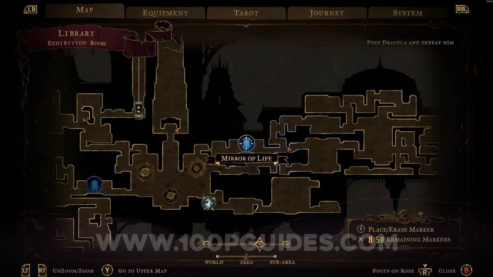 Castlevania Belmonts Curse Library: the Exhibition Room, where Mirror Of Life #22 is found