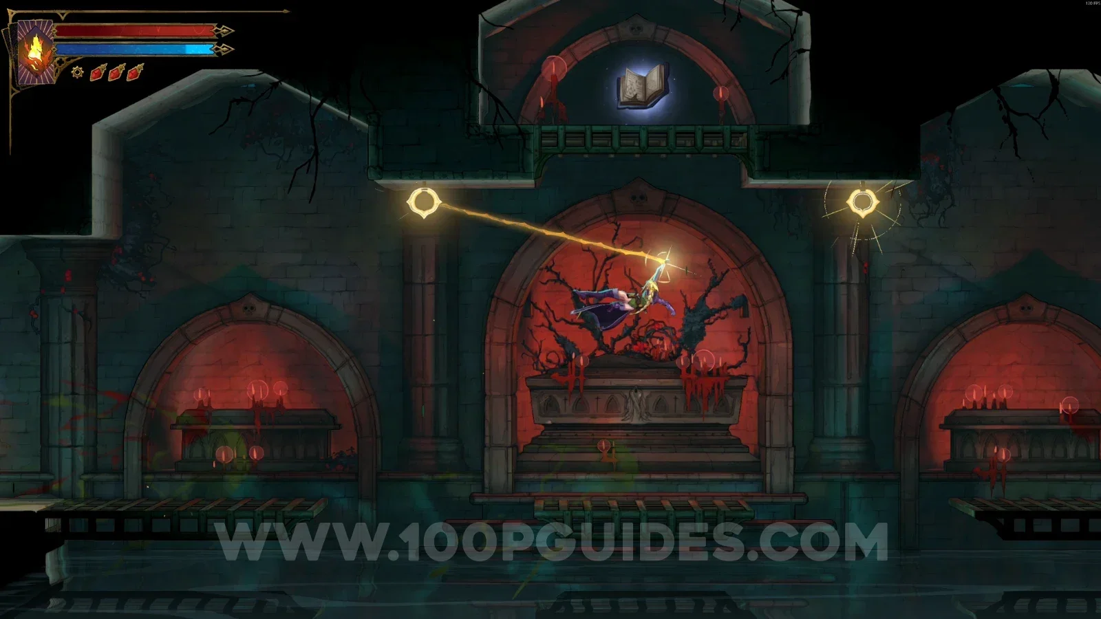 Castlevania Belmonts Curse Flooded Crypt: Blue Book #4 at the top of the area after defeating some enemies