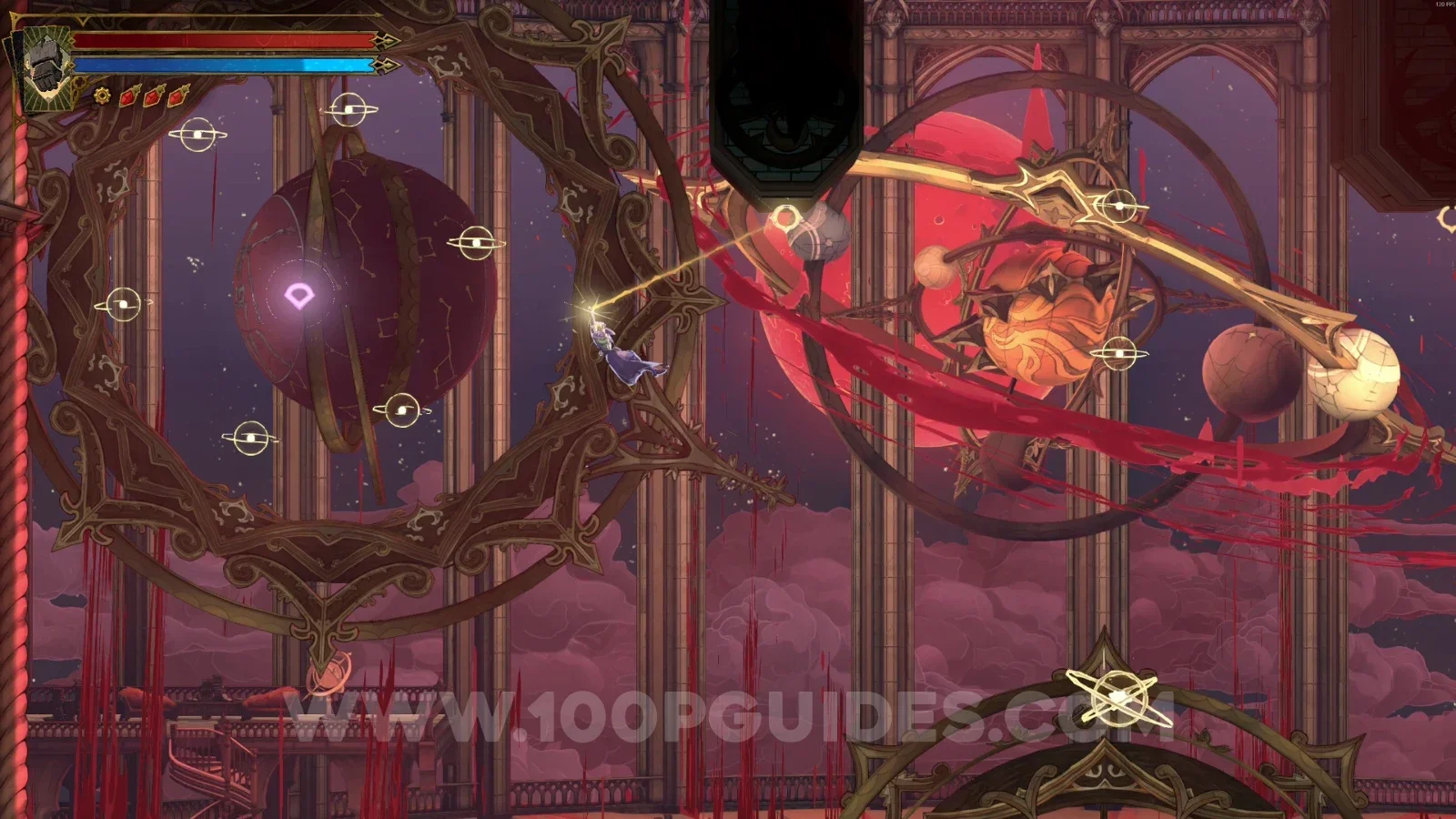 Castlevania Belmont's Curse Planetarium: launching up after completing the upper left orb pattern