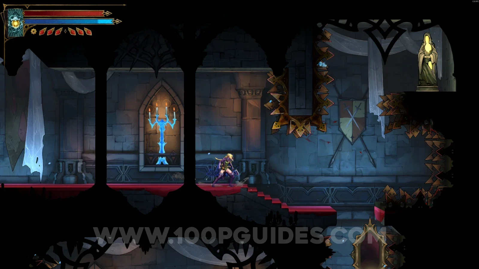 Castlevania Belmonts Curse Grand Hall: the XP Statue on the right side after climbing the platform