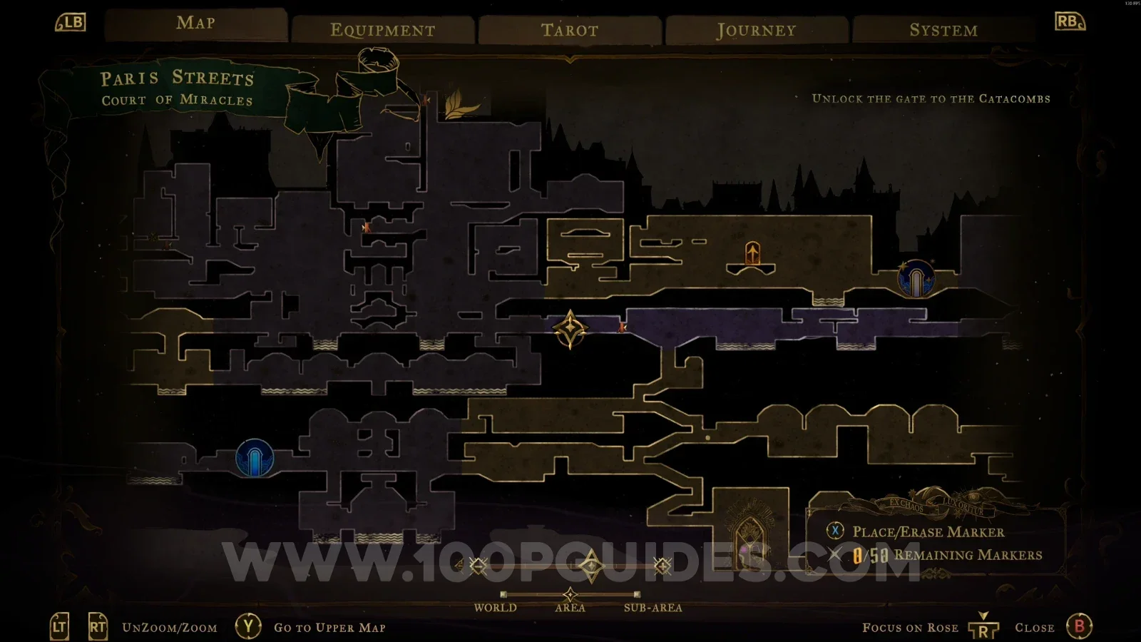 Castlevania Belmonts Curse Court Of Miracles map with the area of XP Statue #24 marked