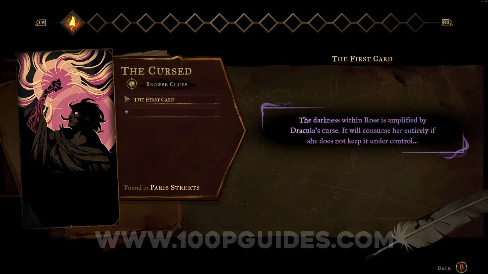 Castlevania Belmont's Curse: The First Card, the clue you already have at the start of the game