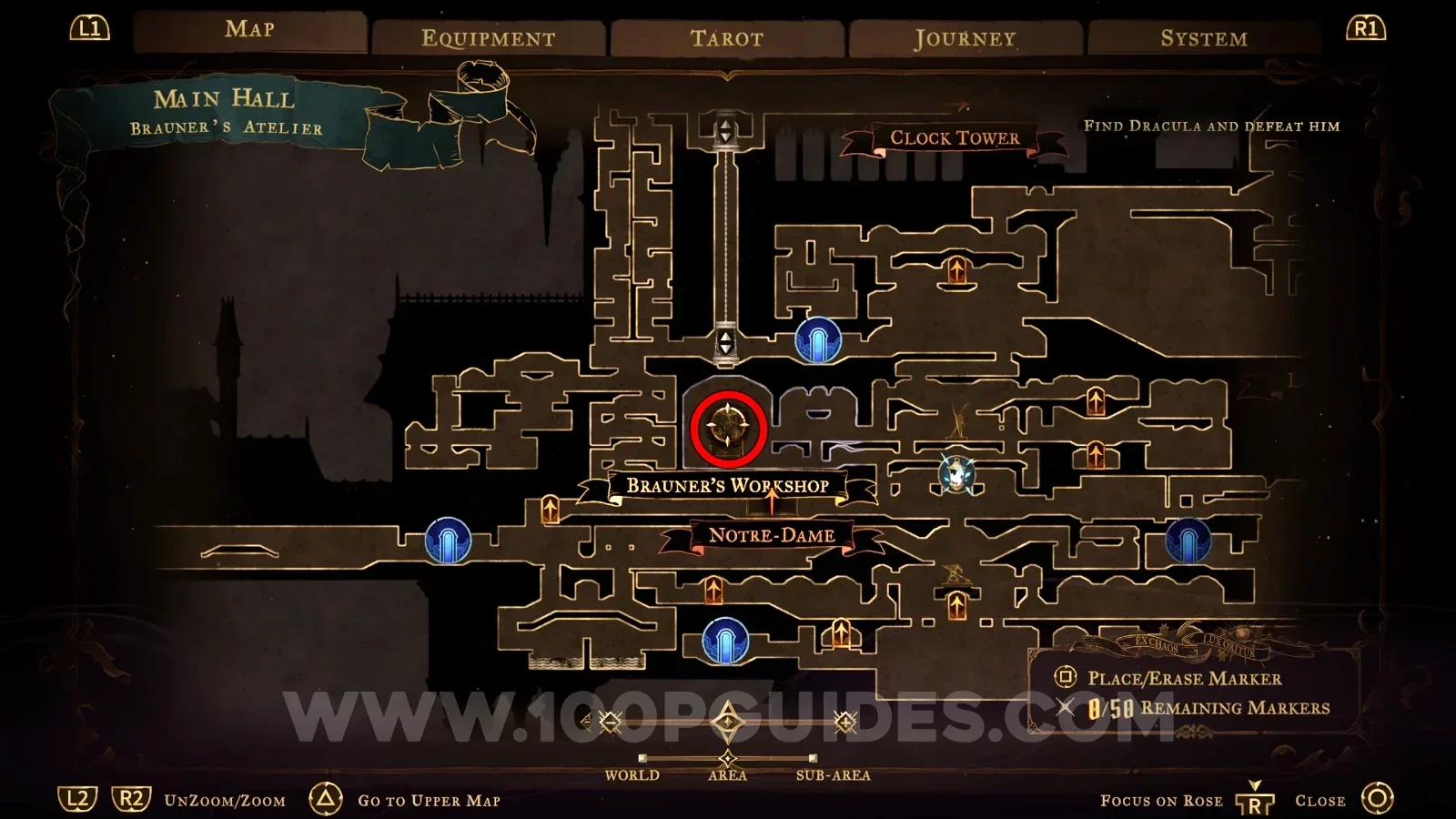 Castlevania: Belmont's Curse Main Hall: the sculpture in the room above the Notre-Dame painting