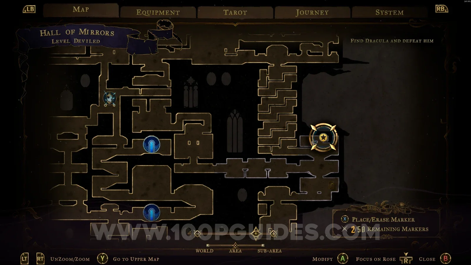 Castlevania Belmonts Curse Level Deviled map with the area of XP Statue #136 marked
