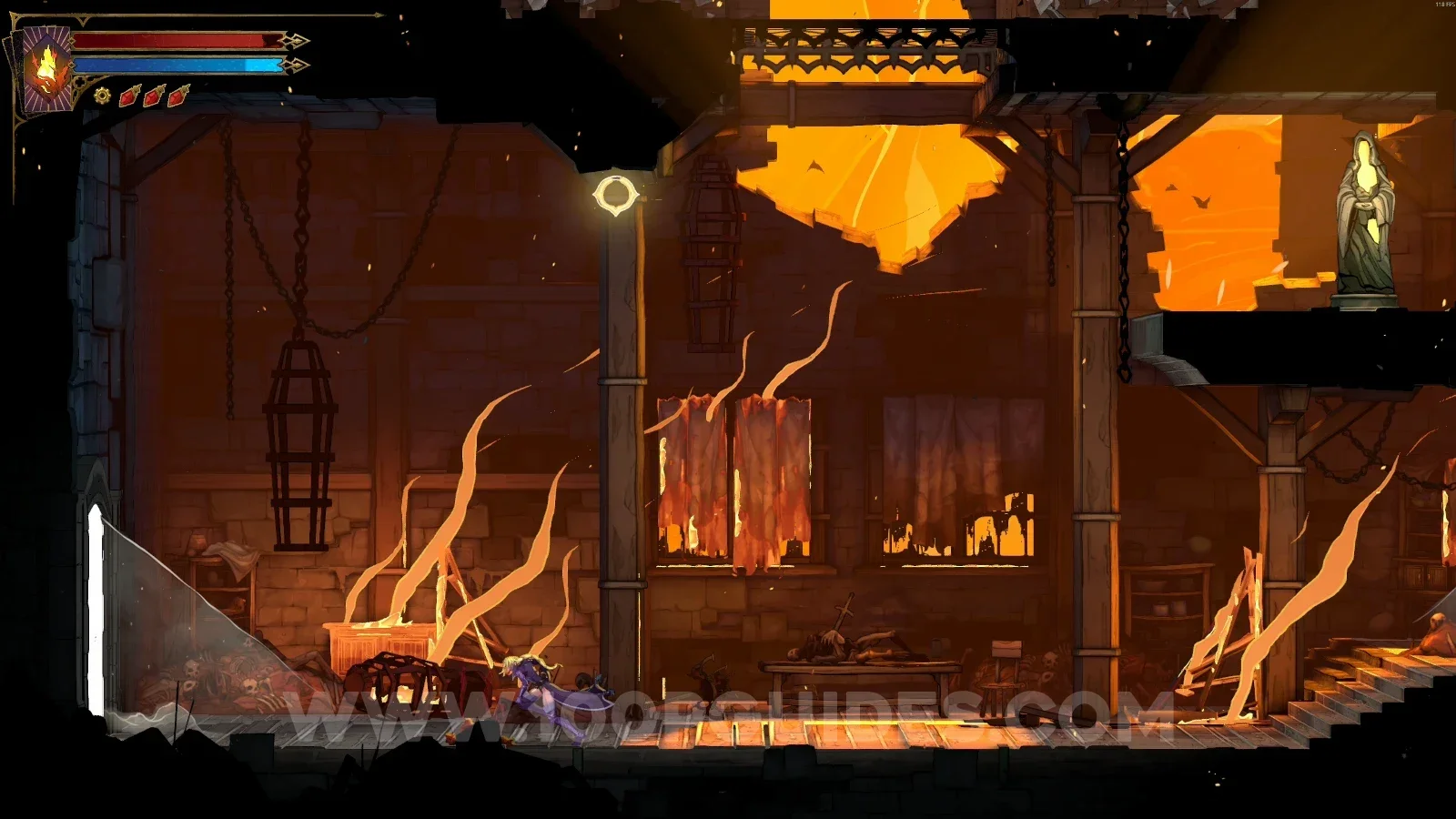 Castlevania Belmonts Curse Burned District: XP Statue #20 on the right side of the marked area