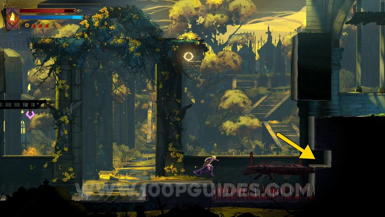 Castlevania Belmont's Curse Pillaged Tombs: interacting with the lever to lower the platform