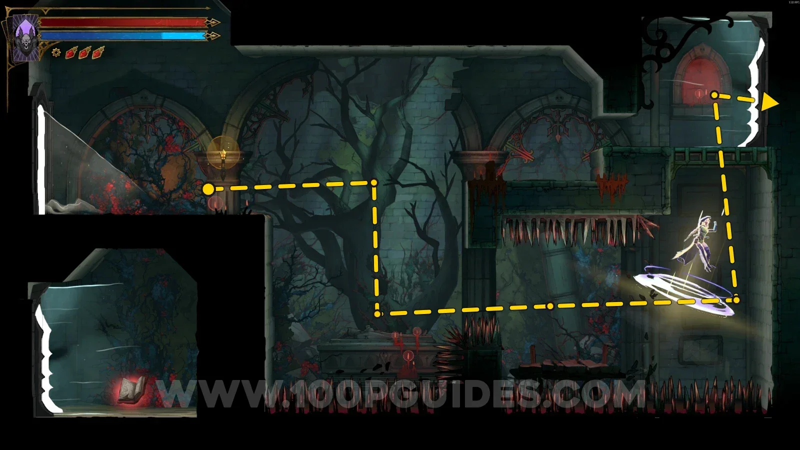 Castlevania Belmont's Curse Overgrown Crypt: Red Book #2 reached through the warp above the secret room