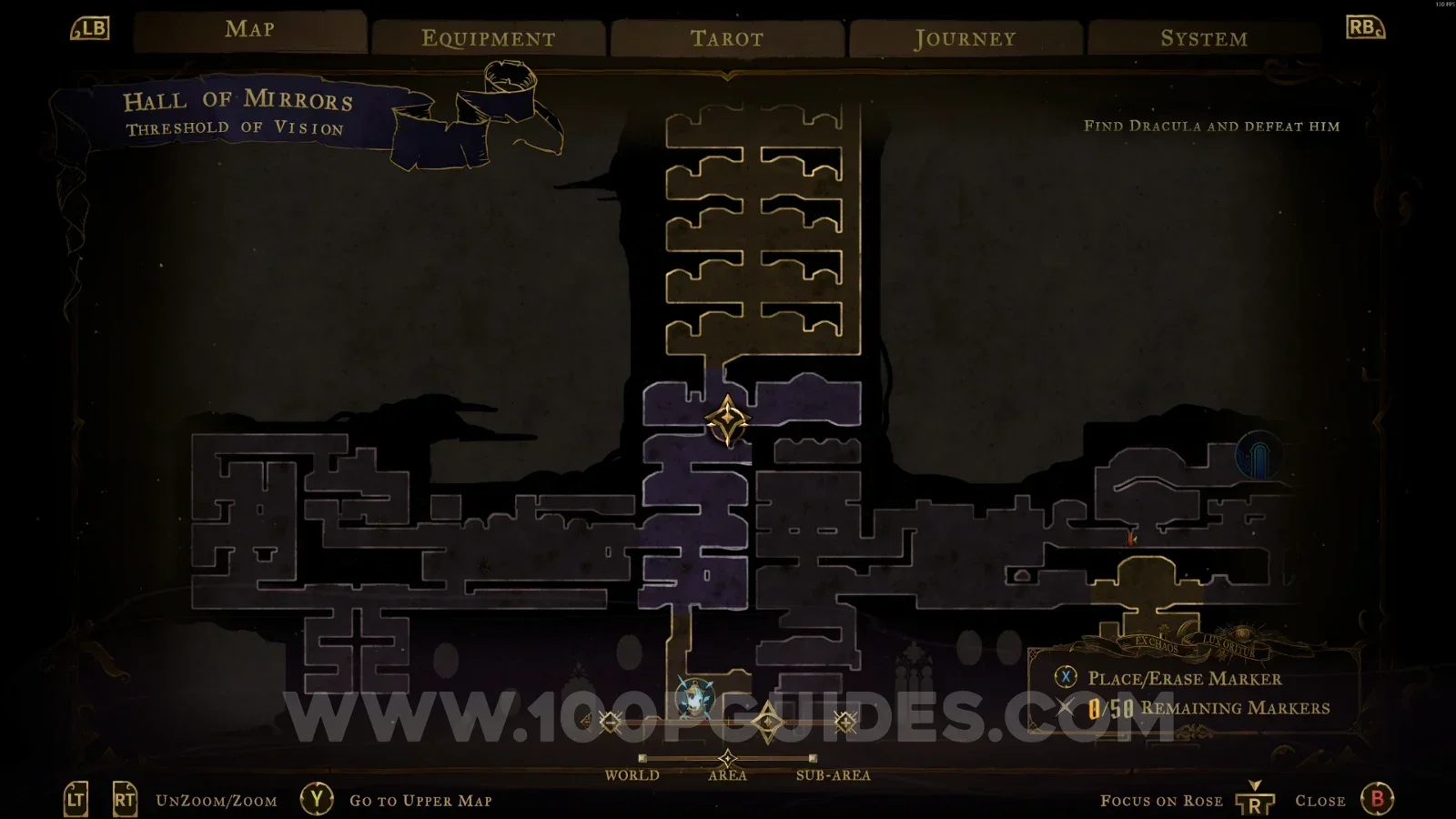 Castlevania Belmonts Curse Threshold Of Vision: map with the location of Mirror Of Life #1 marked