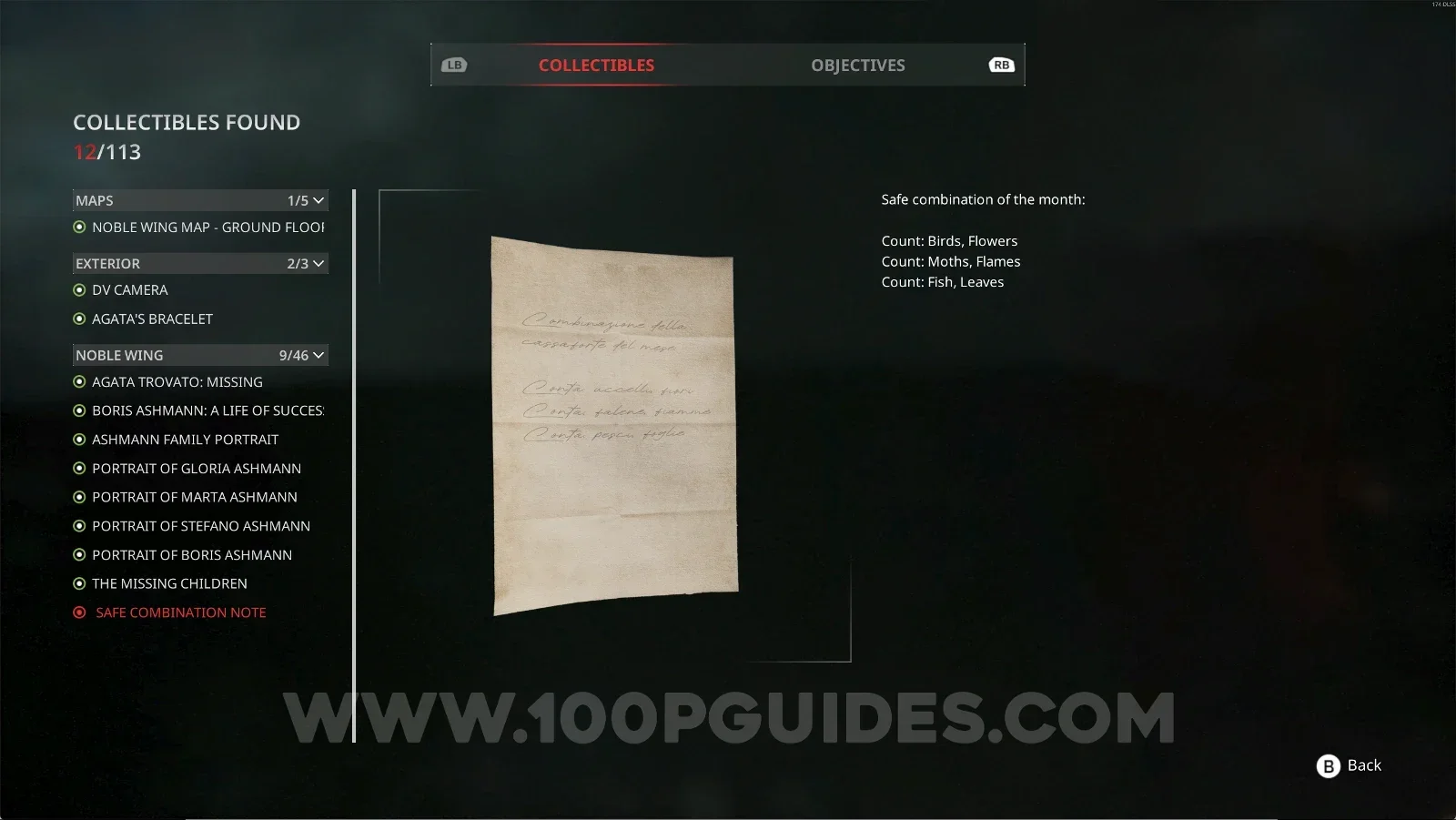 Remothered: Red Nuns Legacy Noble Wing #9: the Safe Combination Note collectible