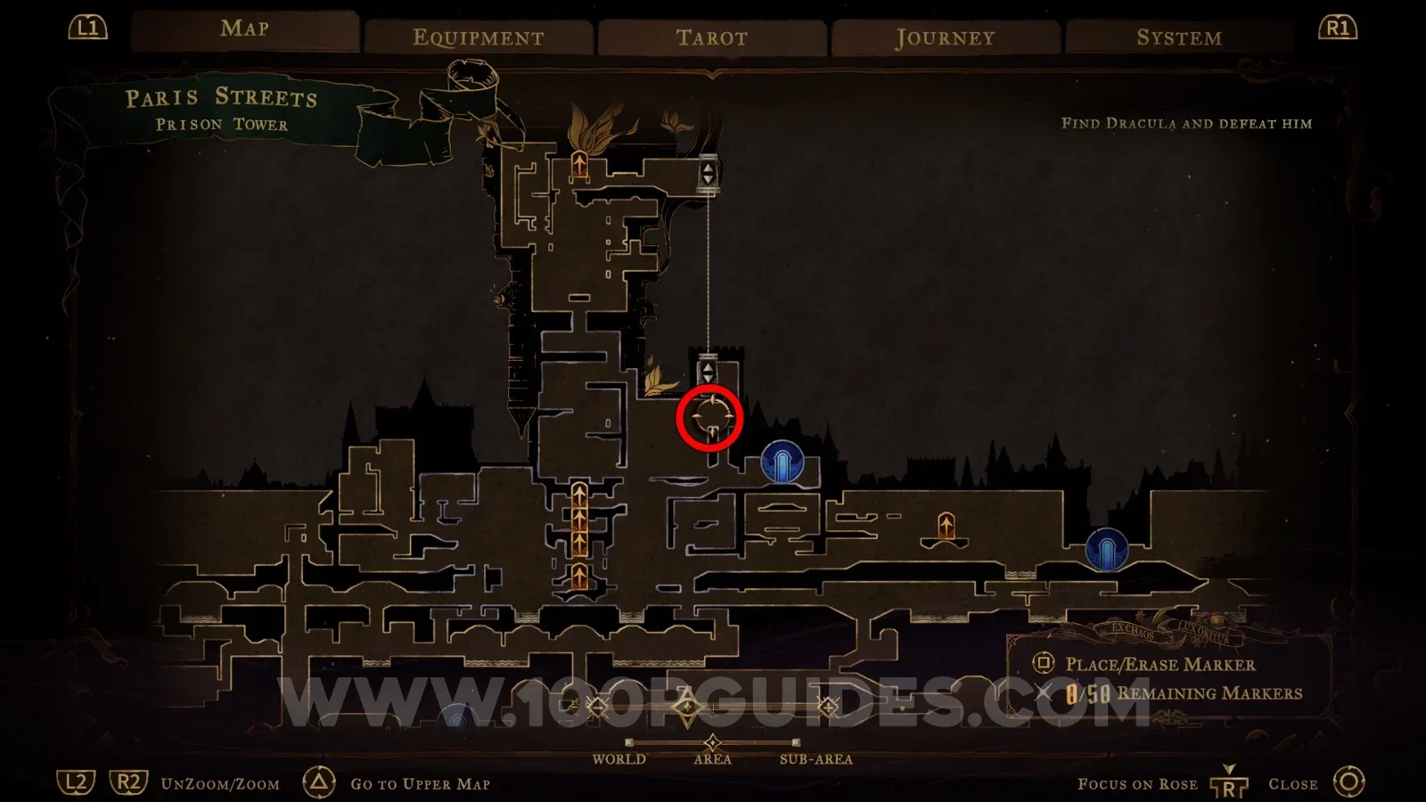 Castlevania: Belmont's Curse Paris Streets: the grapple ring to the right of the tower that opens a hidden path
