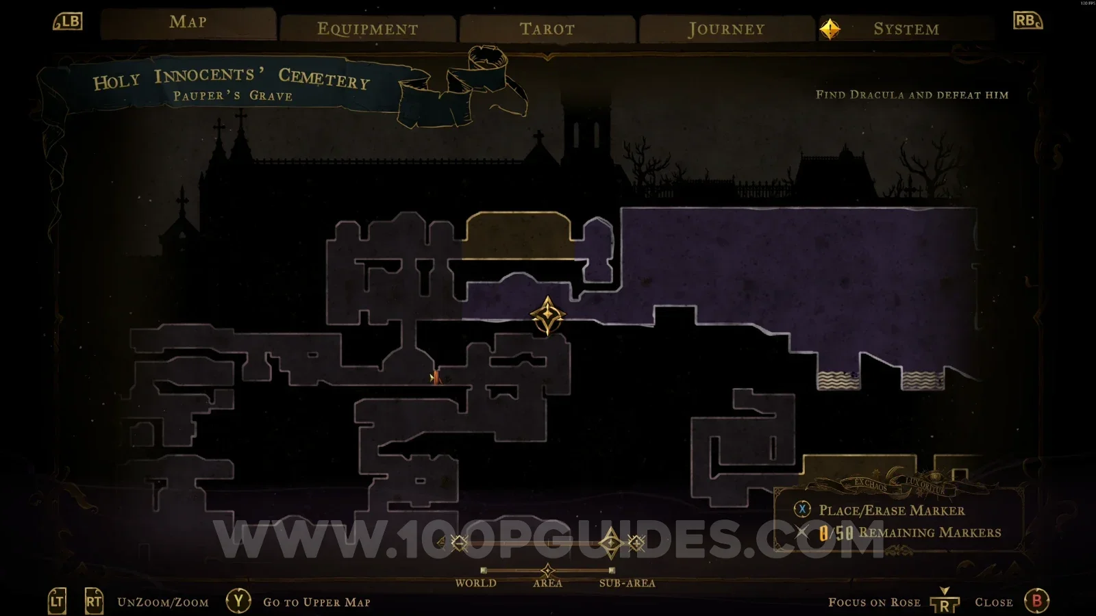 Castlevania Belmont's Curse Pauper's Grave: map marking the location of Mirror Of Life #2