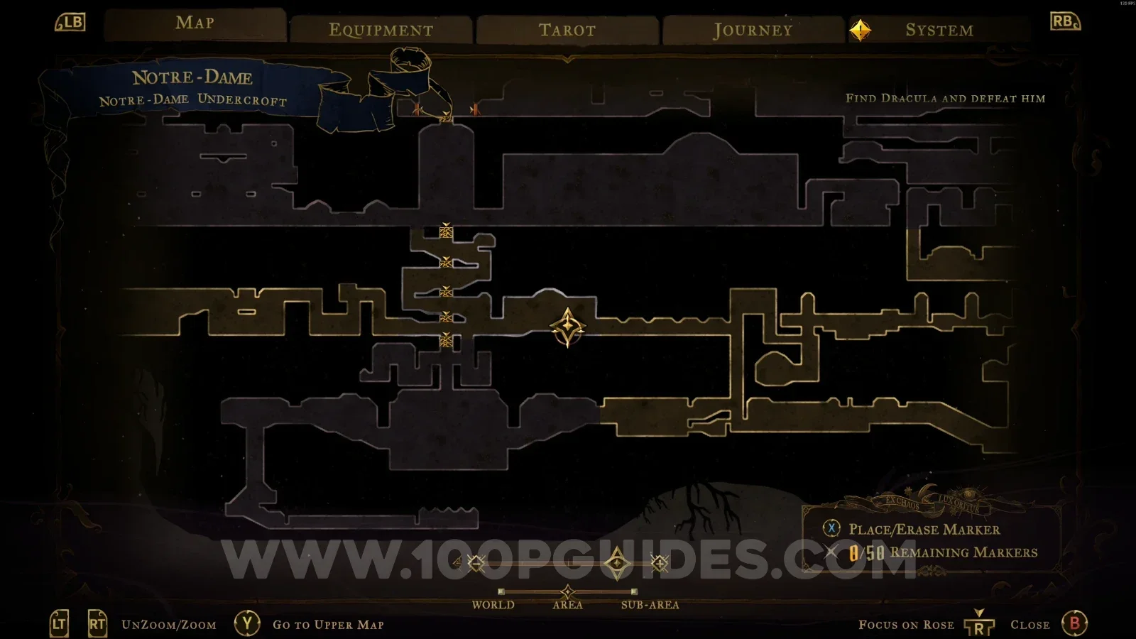 Castlevania Belmonts Curse Notre-Dame Undercroft: map location of Mirror Of Life #1