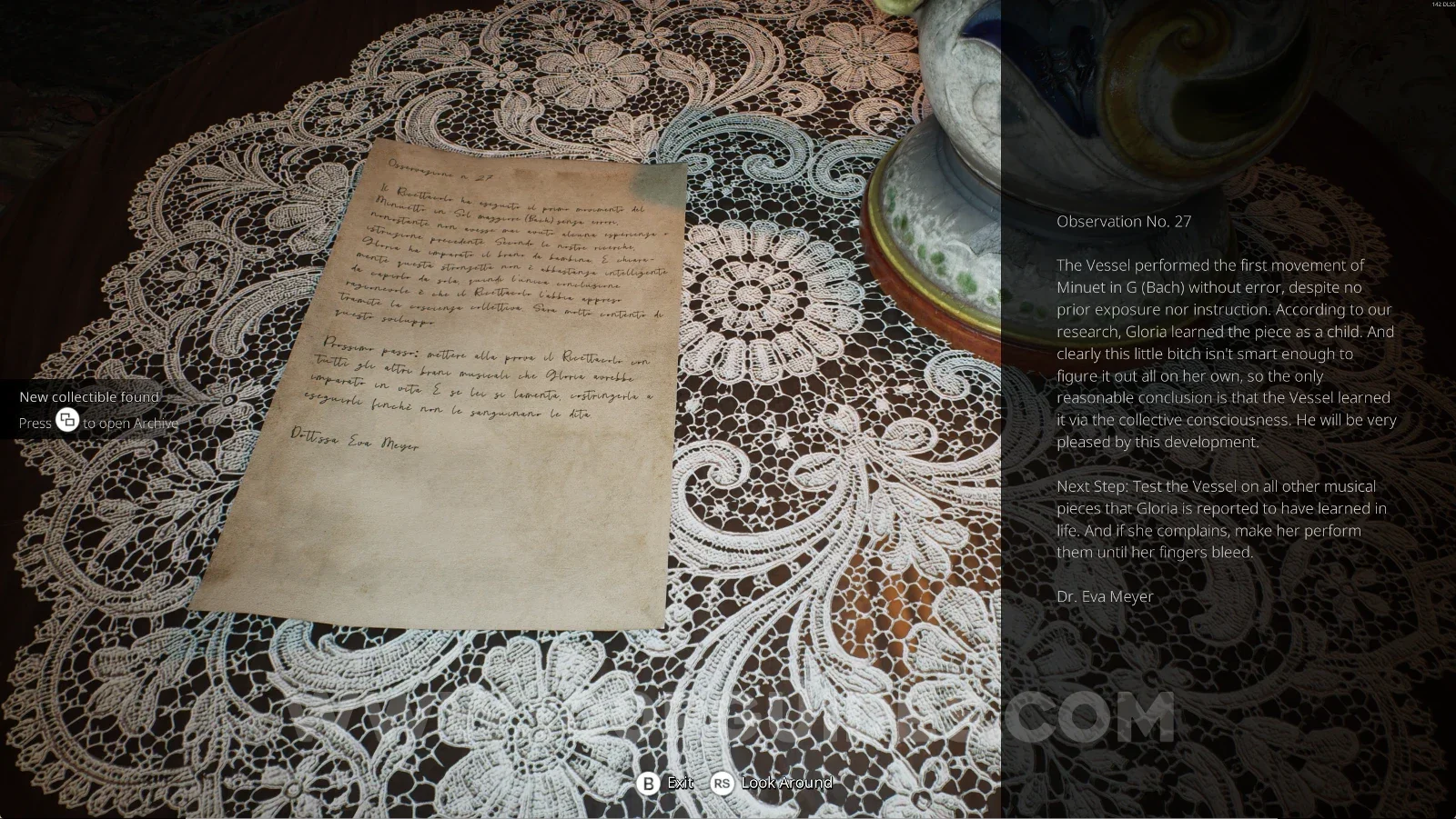 Remothered: Red Nuns Legacy Residential Wing #11: Observation No. 27 collectible