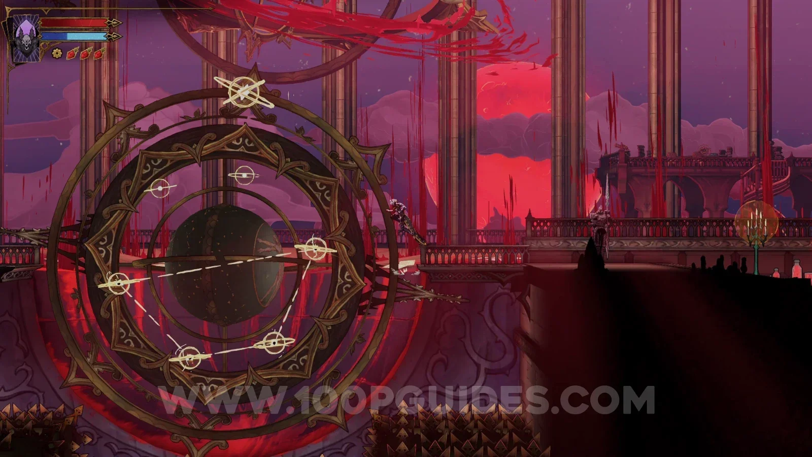 Castlevania: Belmont's Curse Library: jumping on the correct small orbs to activate them in the right order