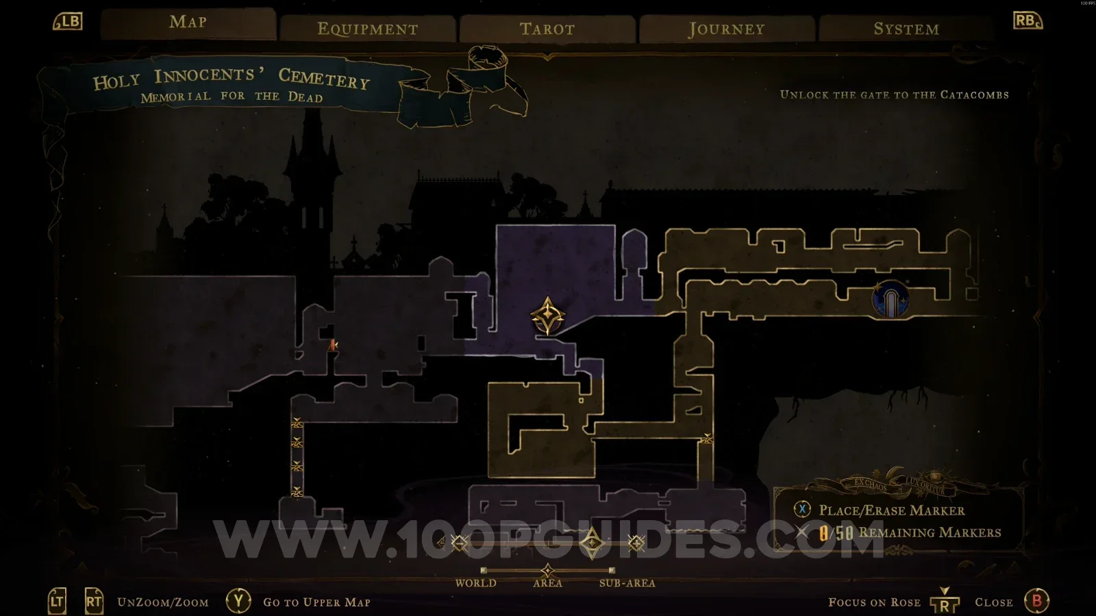 Castlevania Belmonts Curse Memorial For The Dead map with the area of XP Statue #32 marked