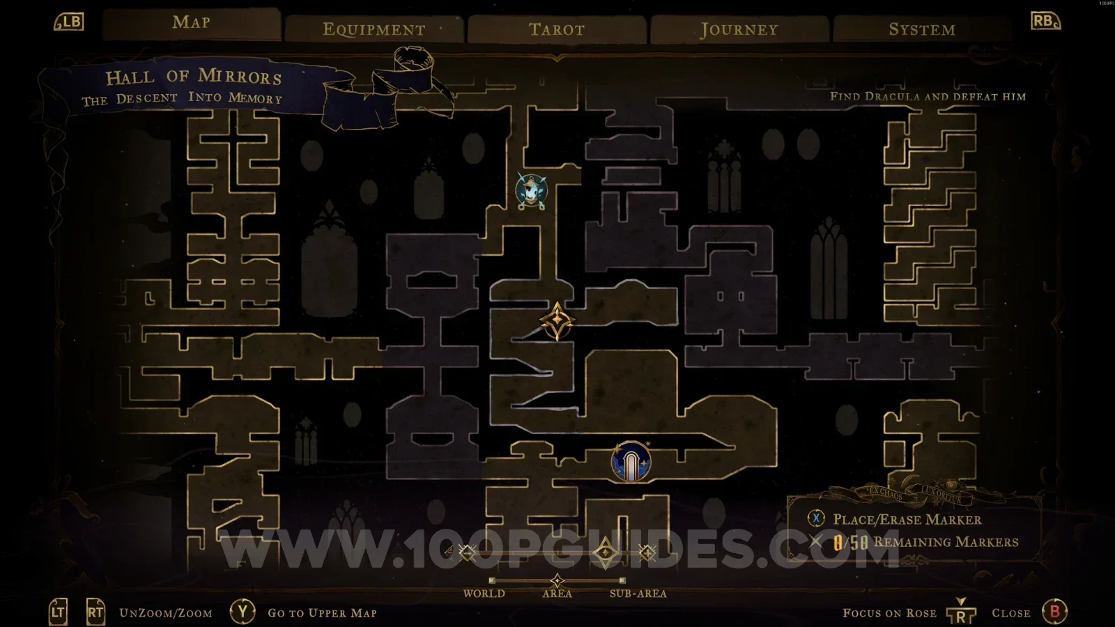 Castlevania Belmonts Curse The Descent Into Memory: map with the location of Mirror Of Life #4 marked
