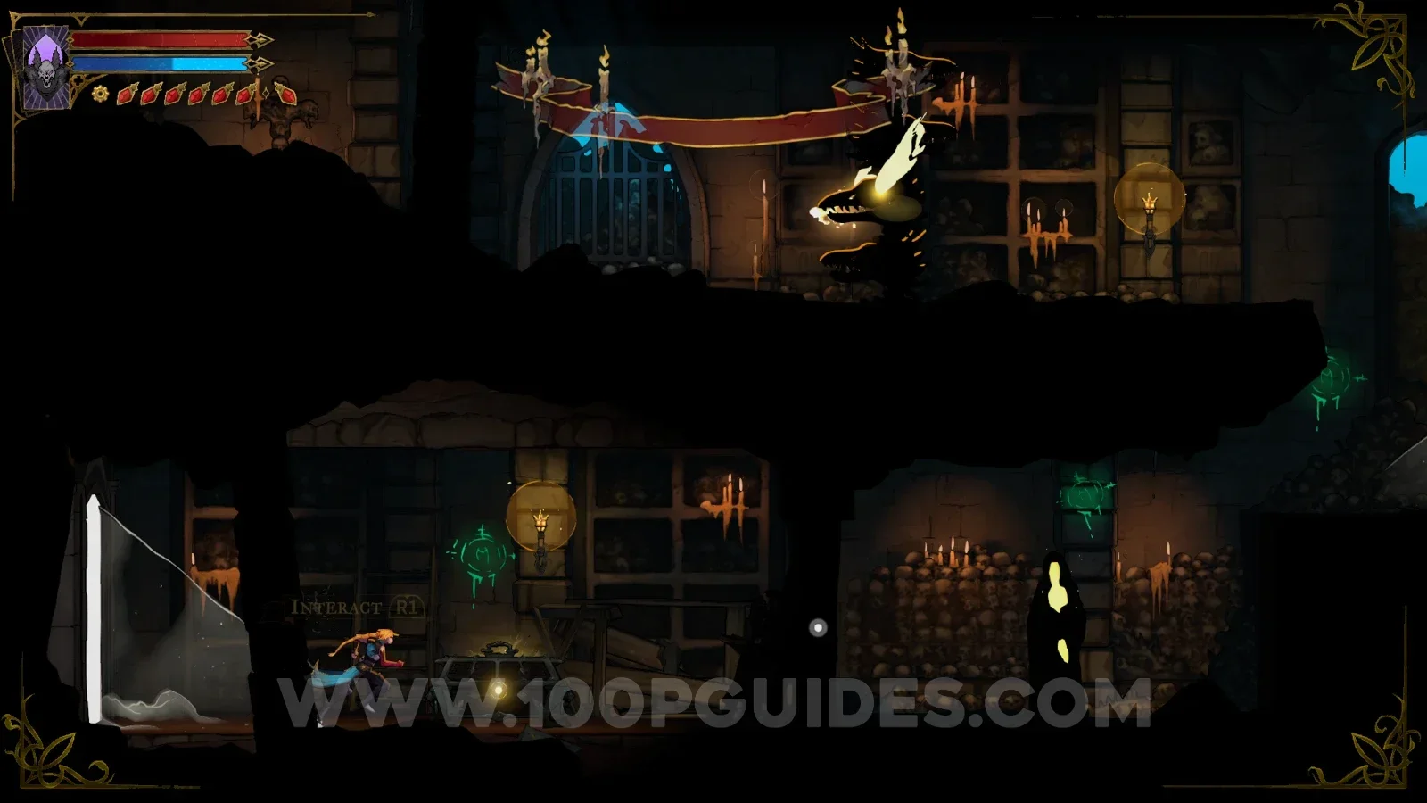 Castlevania Belmonts Curse Catacomb Entrance: the marked spot holding the Specter's Whisper