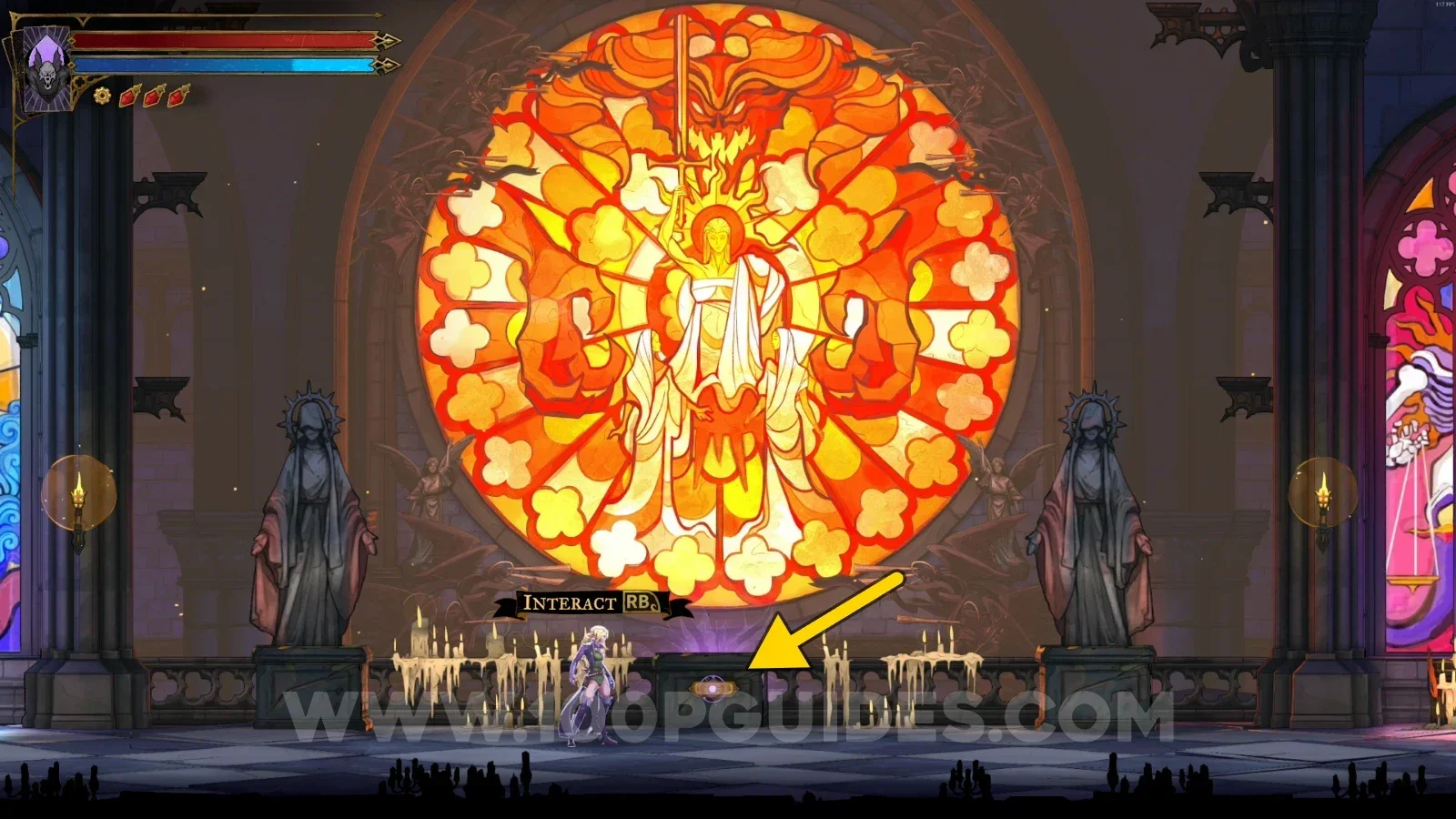 Castlevania Belmonts Curse Gallery Of The Four Virtues: The Cursed clue in front of the stained glass