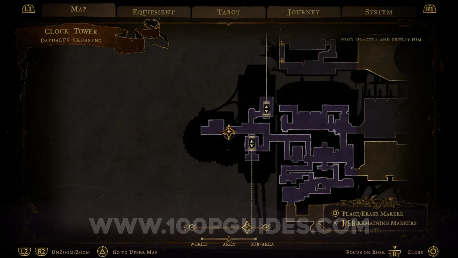 Castlevania Belmonts Curse Daedalus Crossing map marking the Hollow Bone relic location