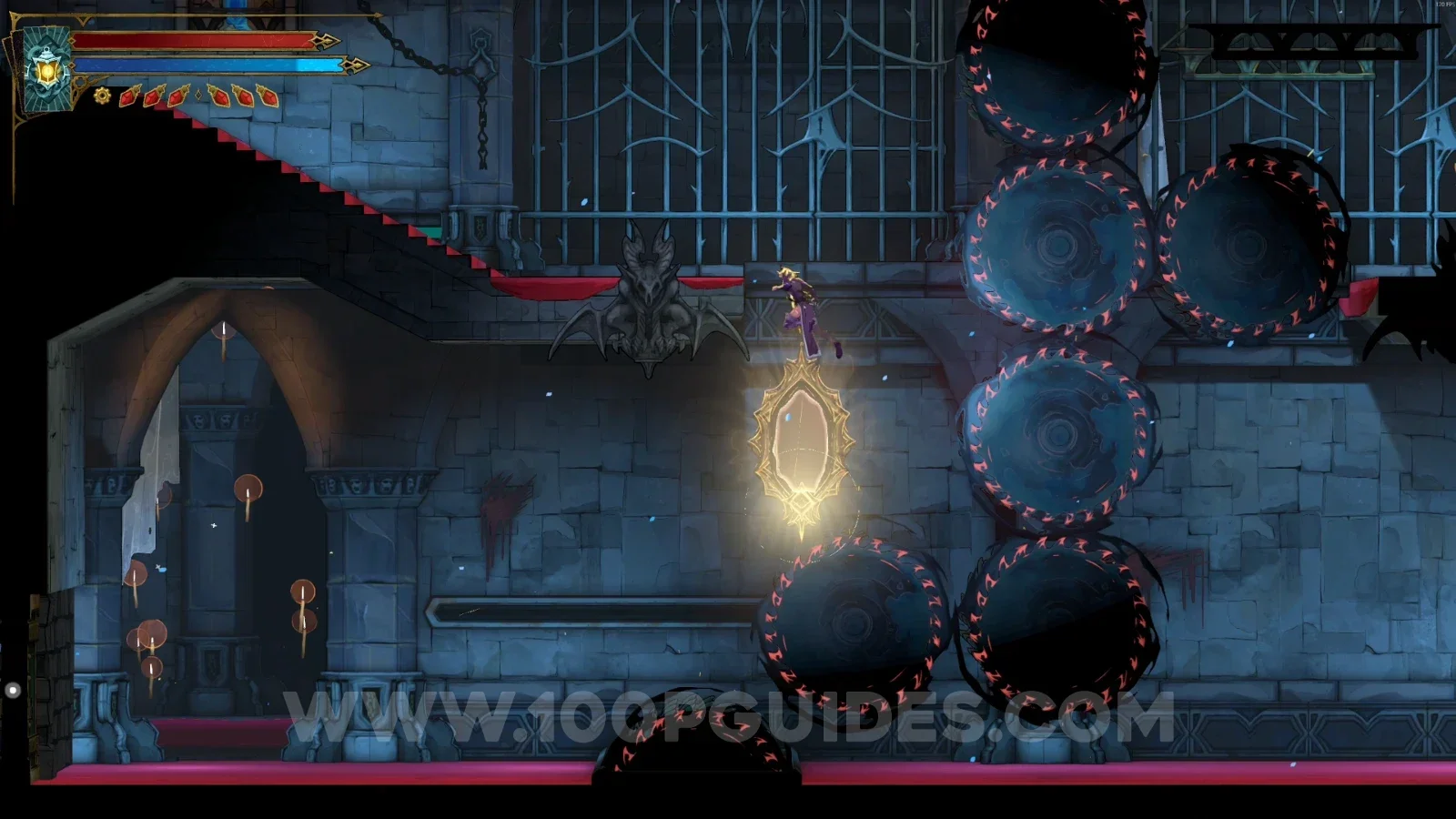 Castlevania Belmonts Curse Grand Hall: using the painting to launch upward toward XP Statue #12