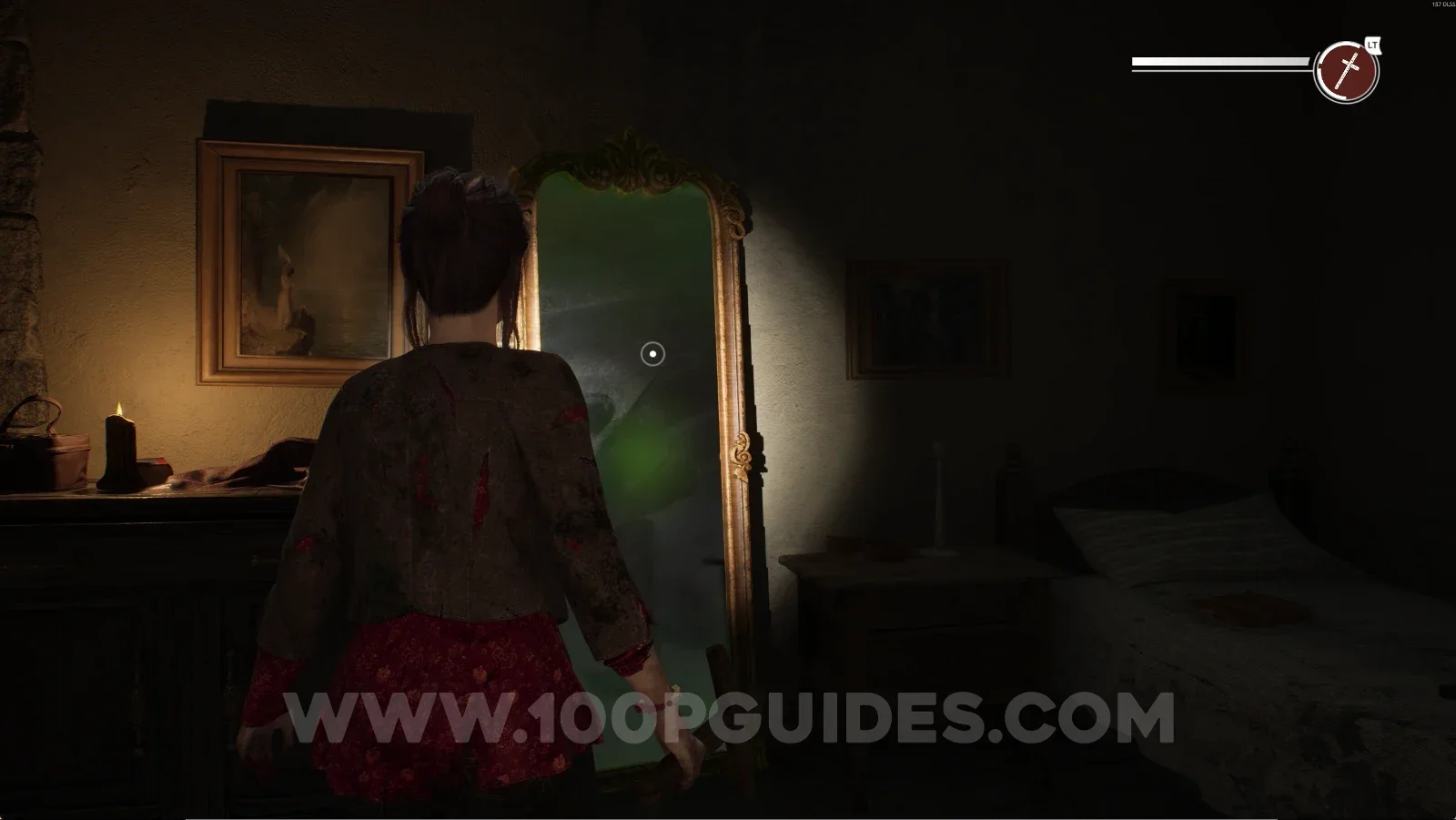 Remothered: Red Nuns Legacy Convent: interacting with the mirror past the bed